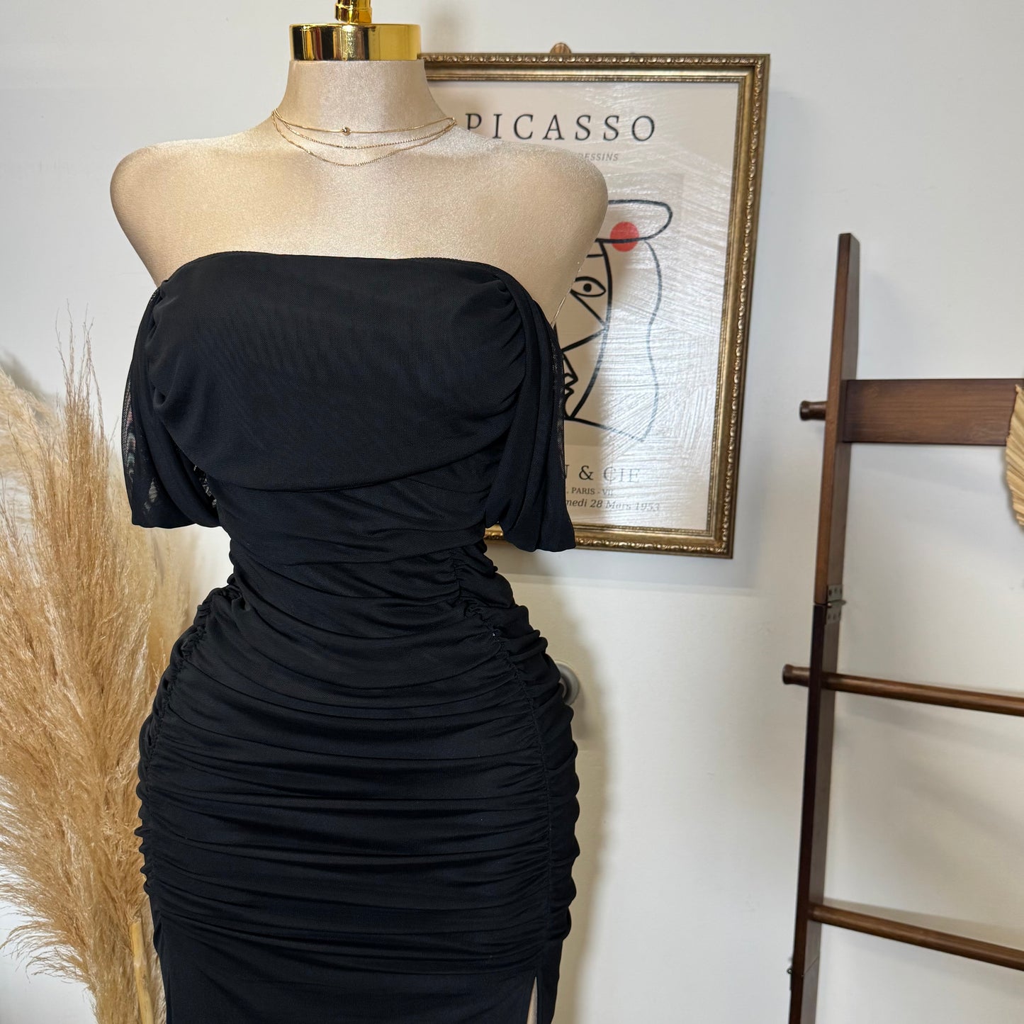 Long Maxi Off Shoulder Dress-Black