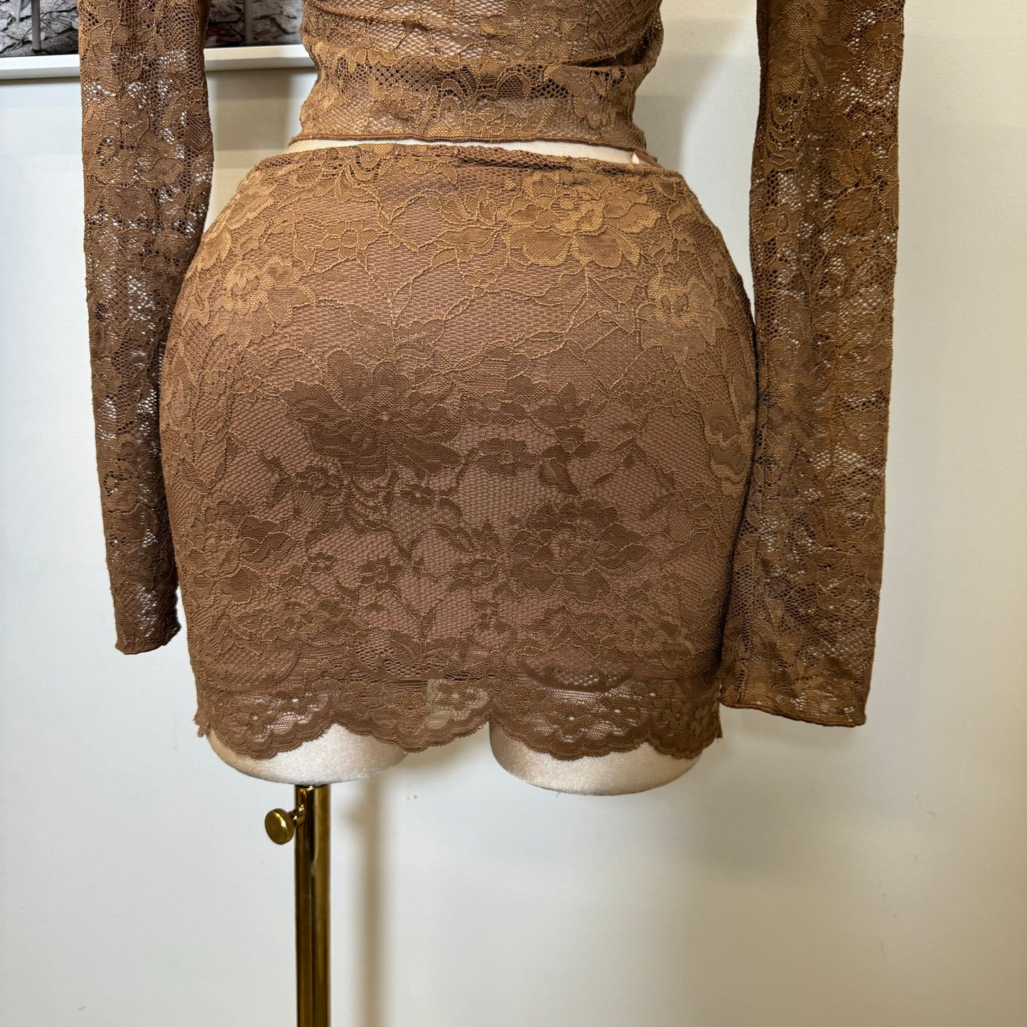 Sexy Lace Skirt-Brown
