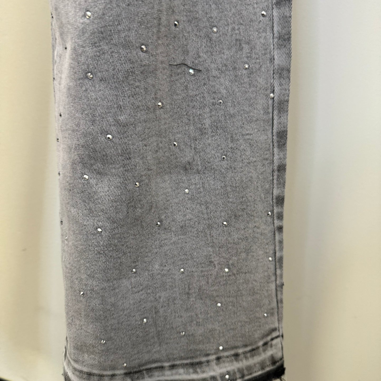 All Rhinestone Pants-Gray
