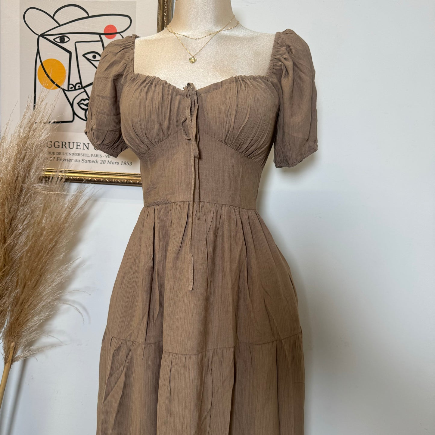 Maxi Corset Dress-Brown