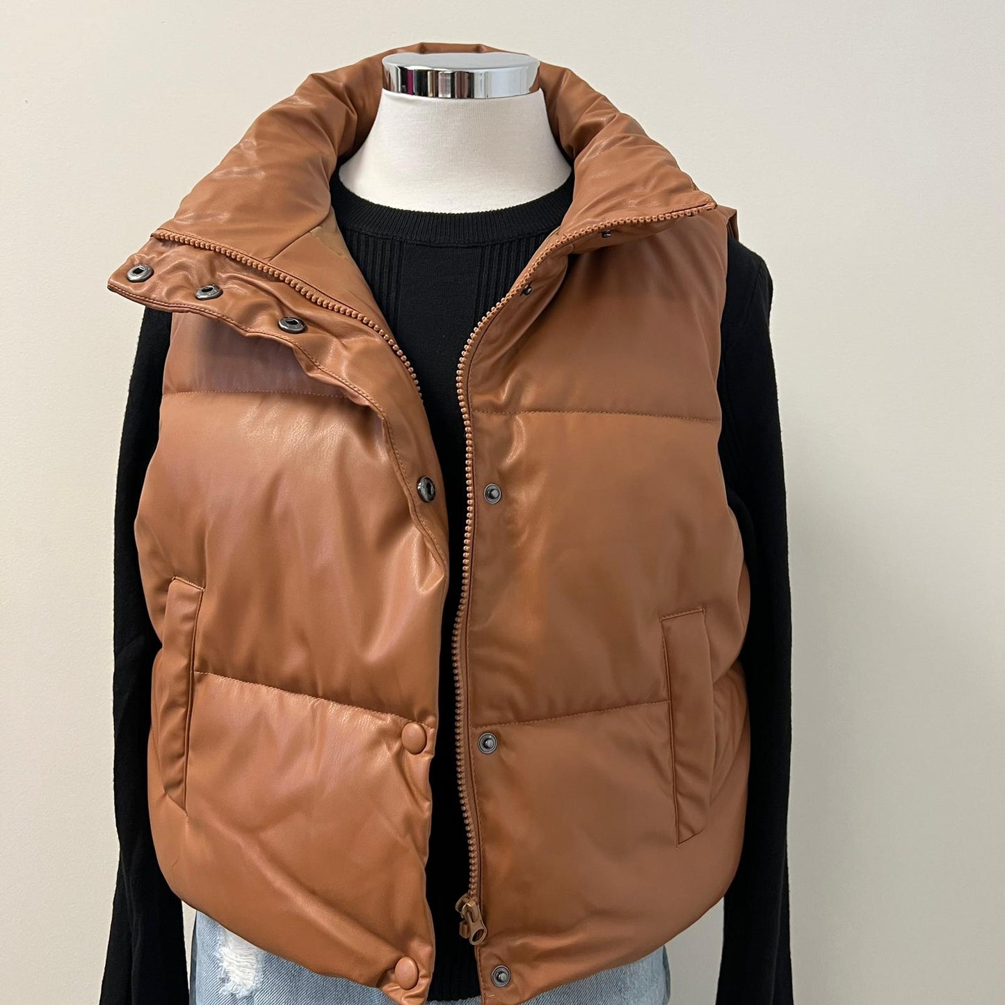 Ellie Leather Vest- Brown