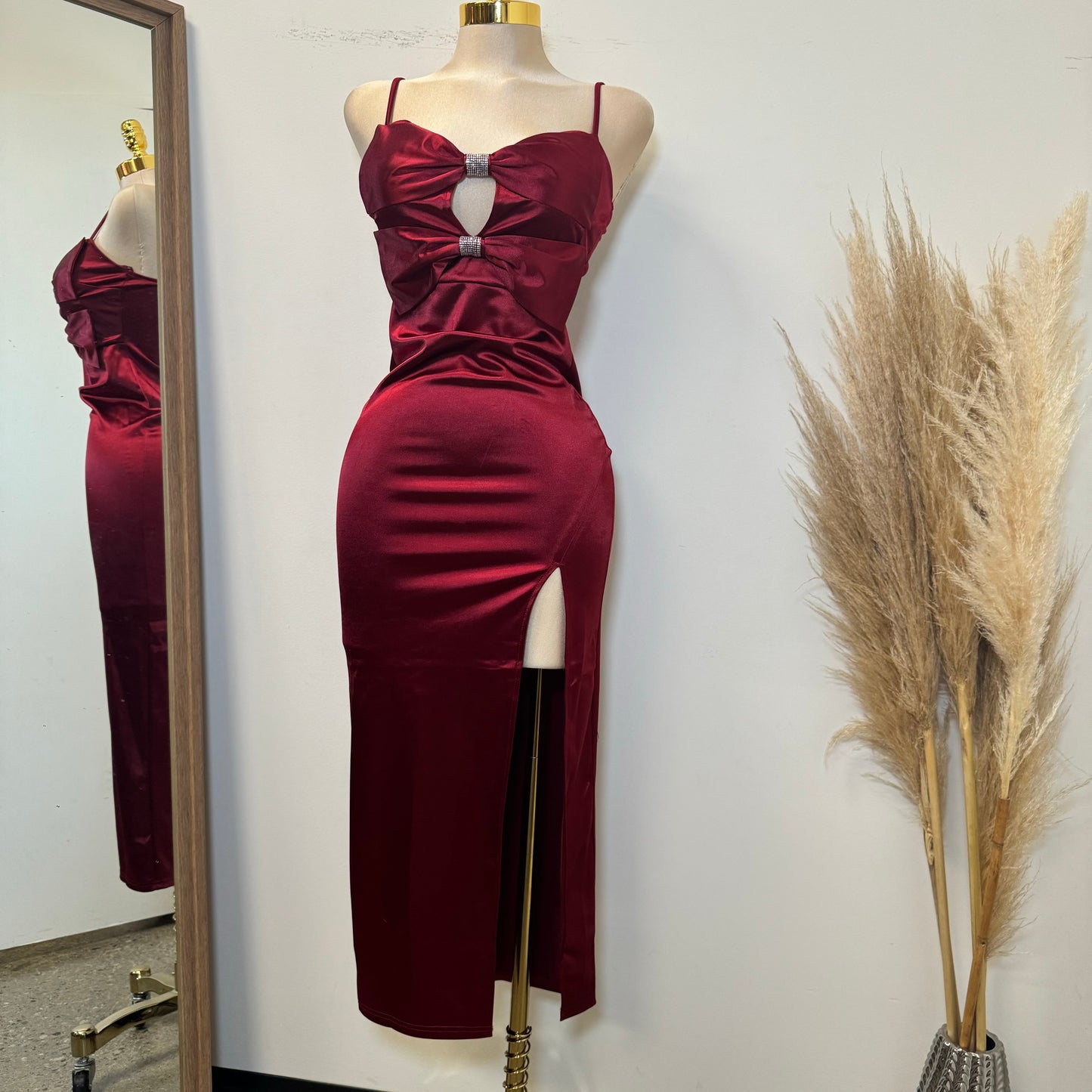 Holiday Satin Dress-Ruby