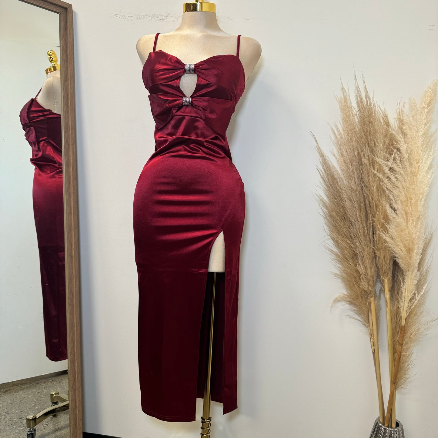 Holiday Satin Dress-Ruby