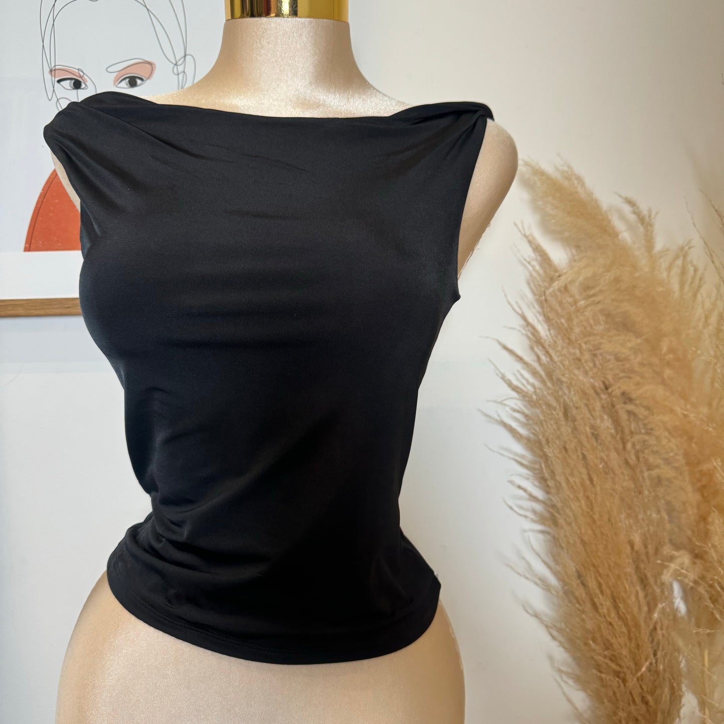 Asymmetrical Double Layered Top-Black