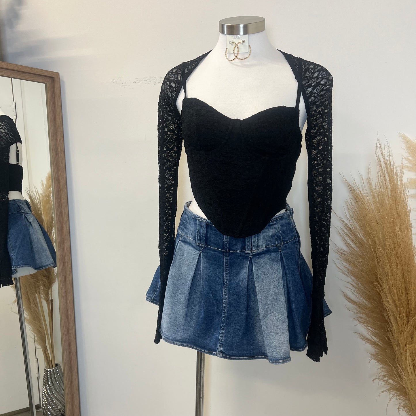Roma Lace Top with Bolero -Black