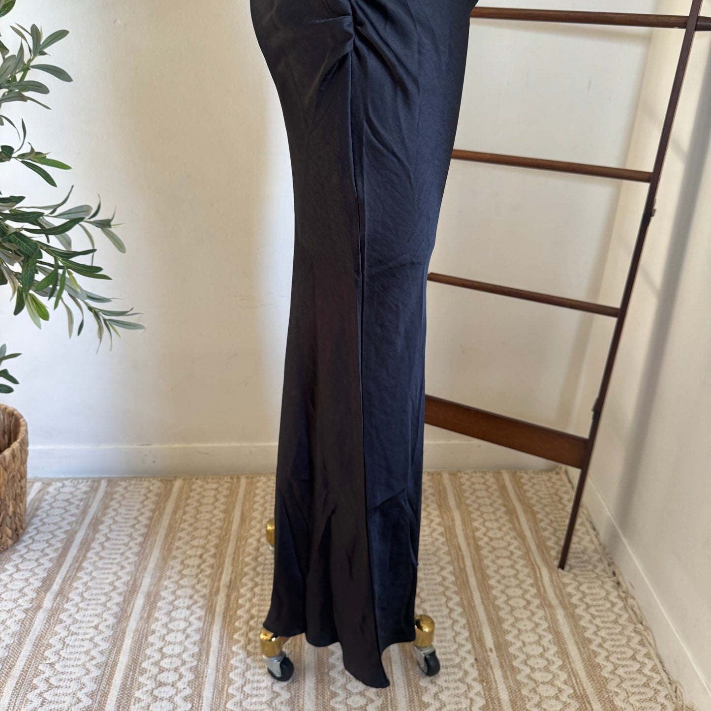 Sable Asymmetrical Maxi Dress-Black