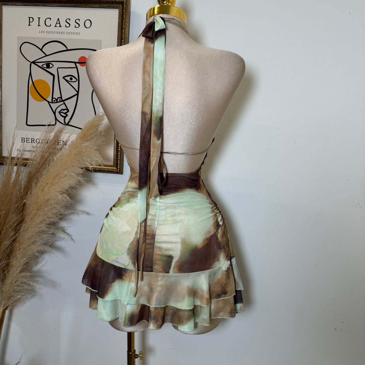 Amy  Halter Dress-Green