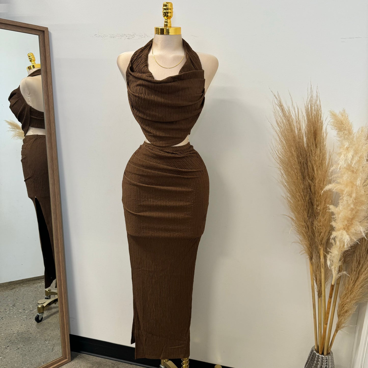 Coco Two piece Set-BROWN is