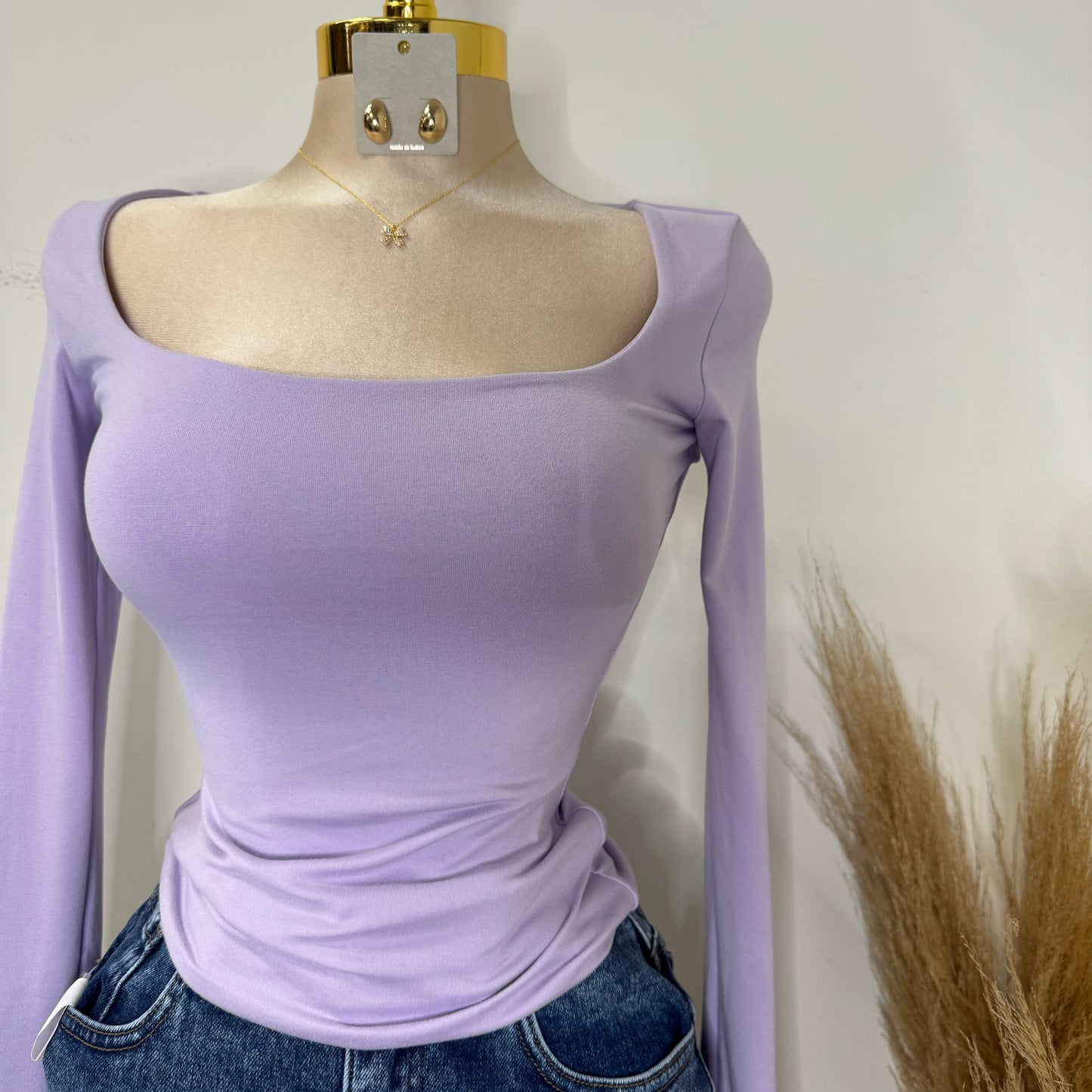 Double Layered & Soft Material Long Sleeve-Lilac