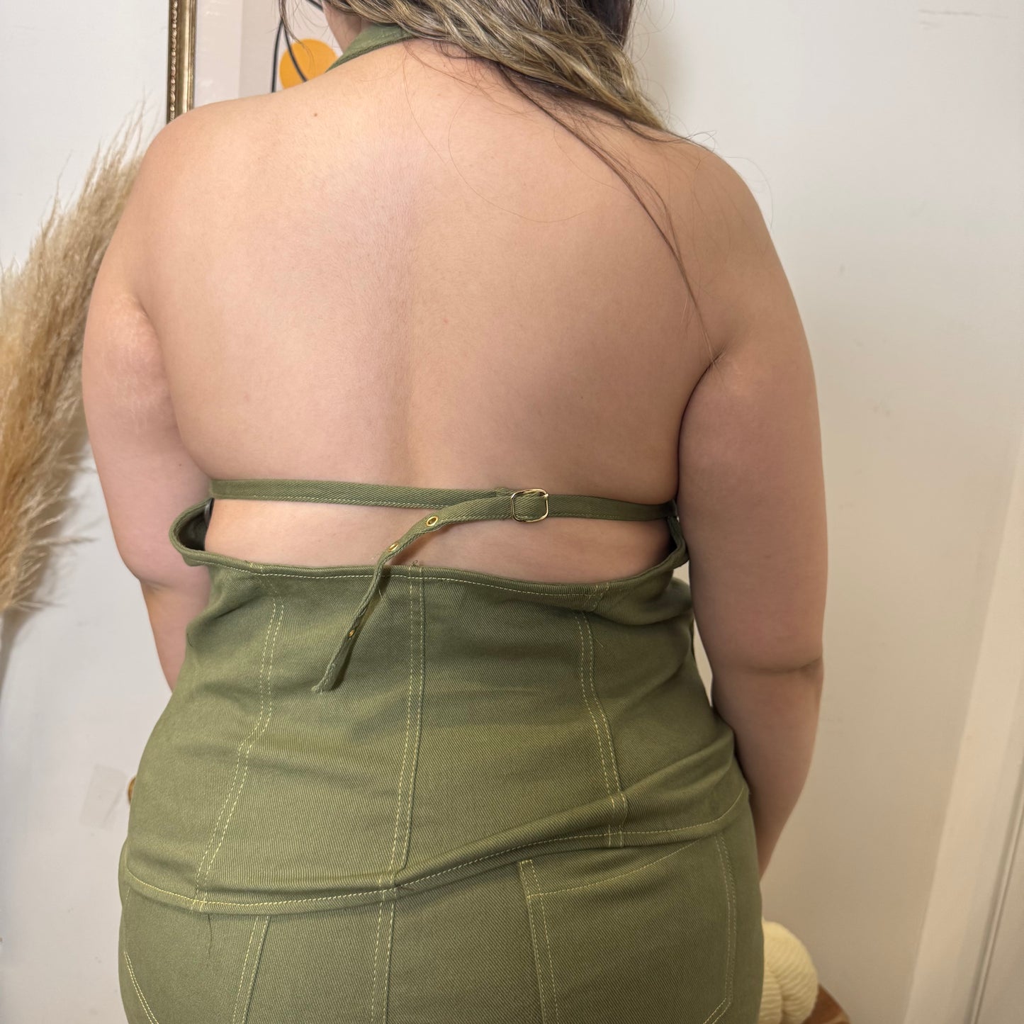 Denim Halter Vest-Green