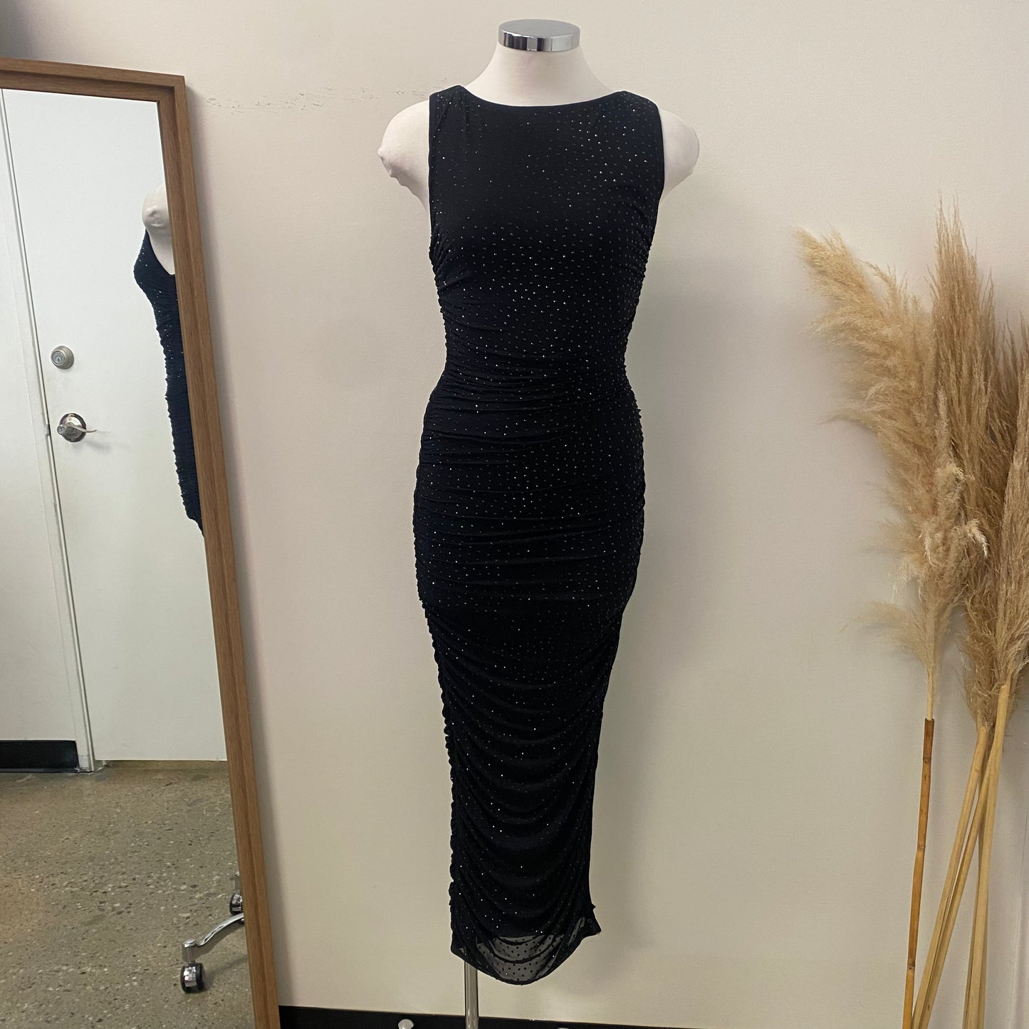 Amber Rhinestone Dress-Black