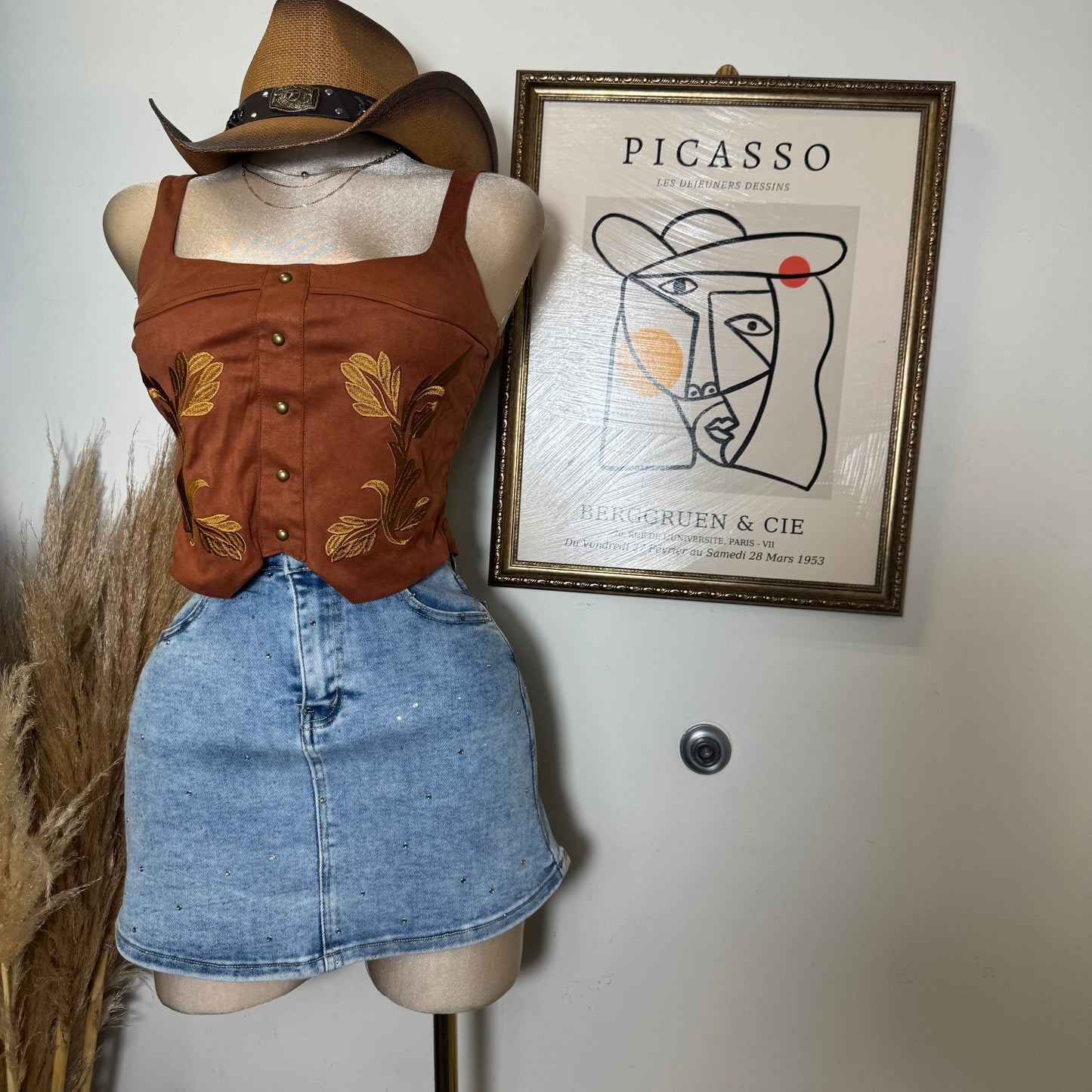 Western corset Top- rust