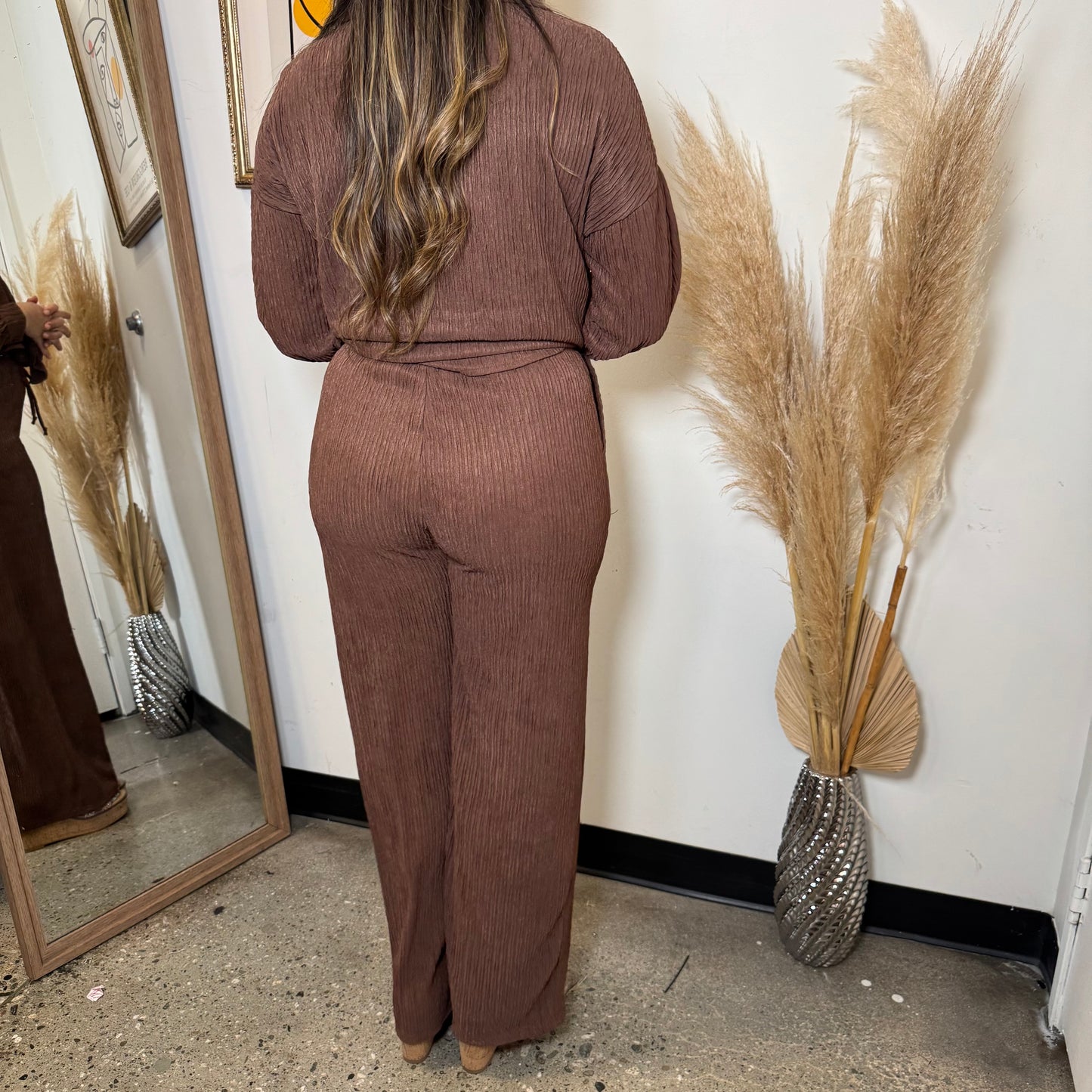 Long sleeve Pant Set-Brown