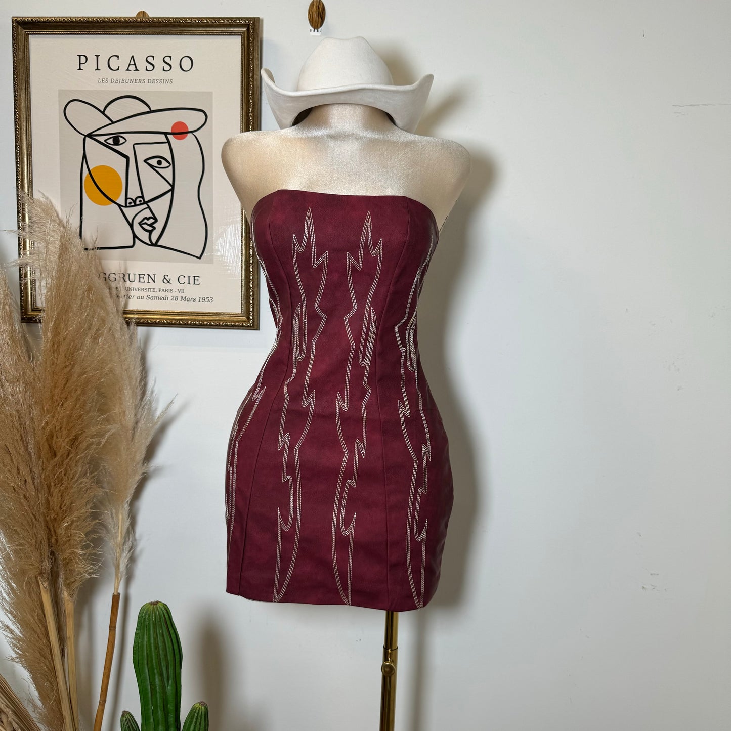 Taymara Corset Dress-Burgundy
