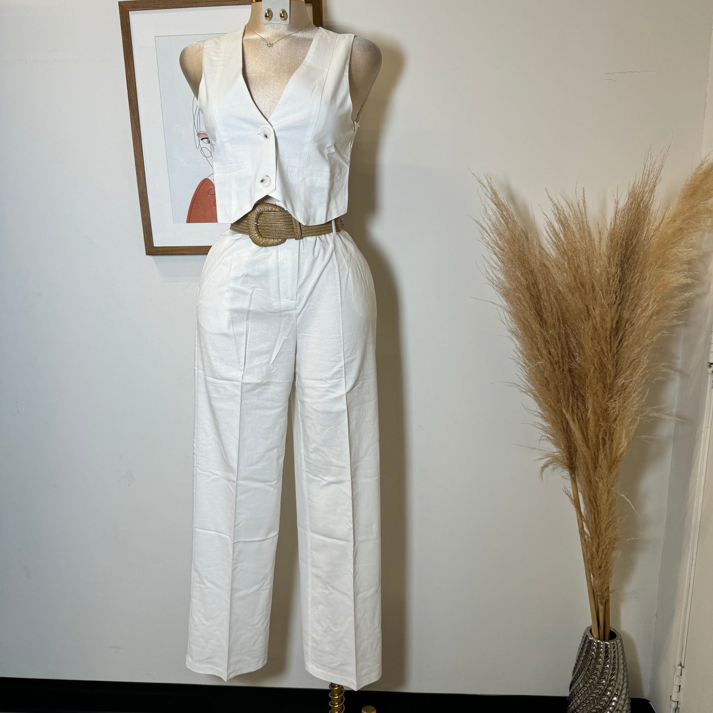 Verano Pant Two Piece Set-White