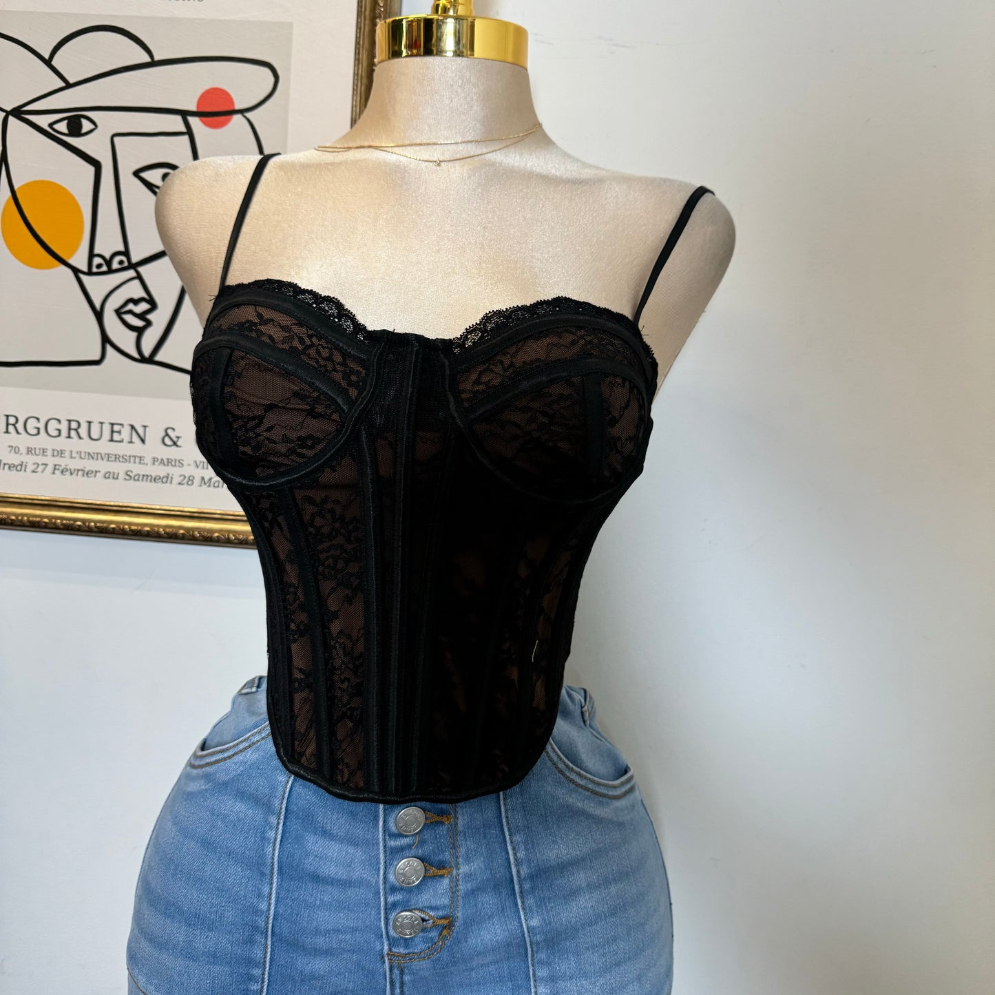 Nadie Lace Long Sleeve Top-Black