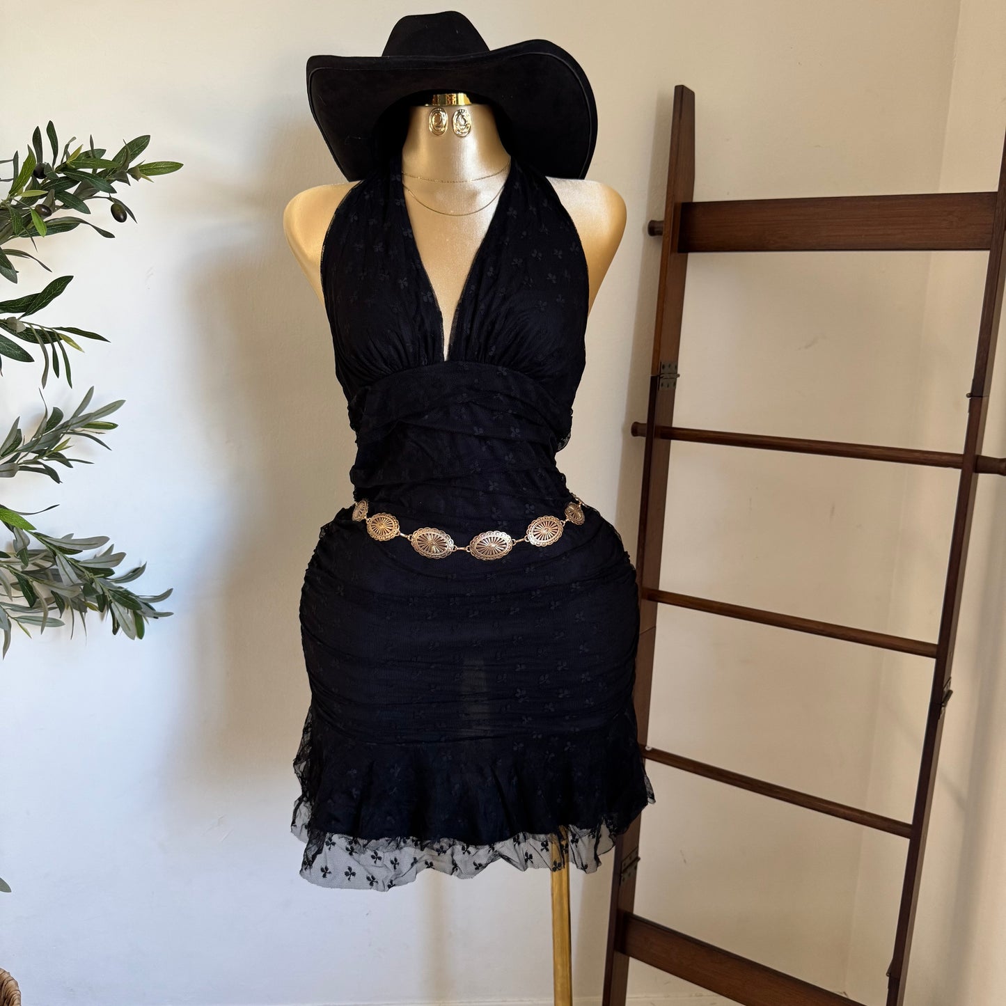 Halter Lace Plus size-Black
