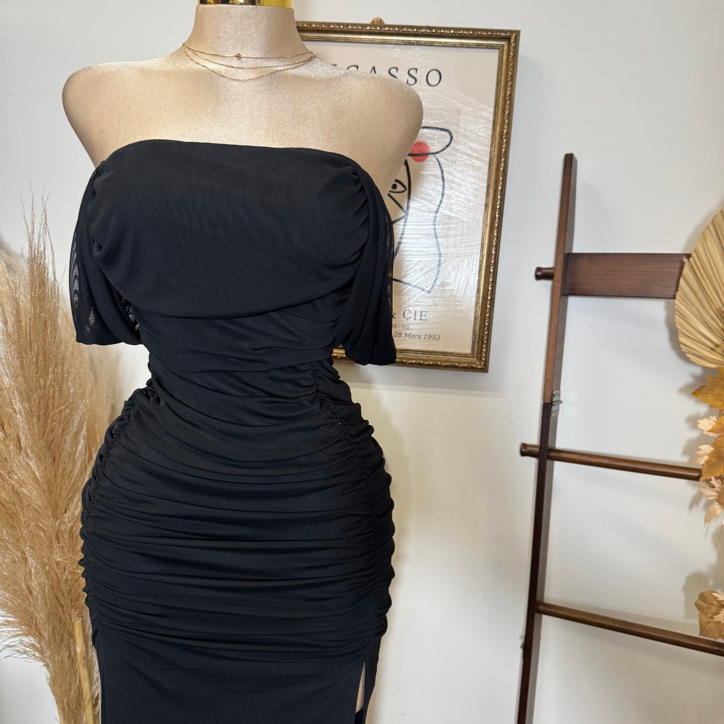 Long Maxi Off Shoulder Dress-Black