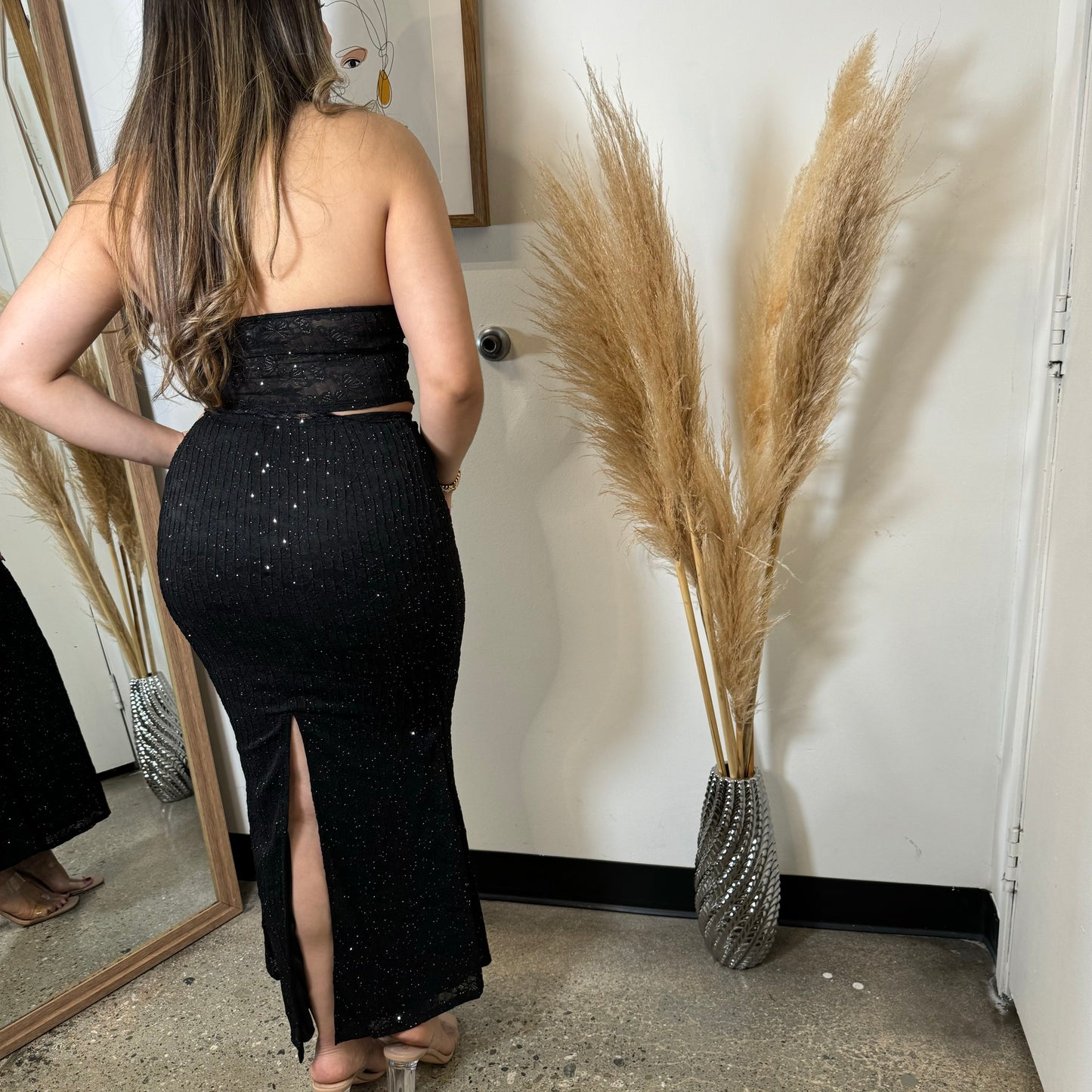 Halter Top Maxi Skirt-Black