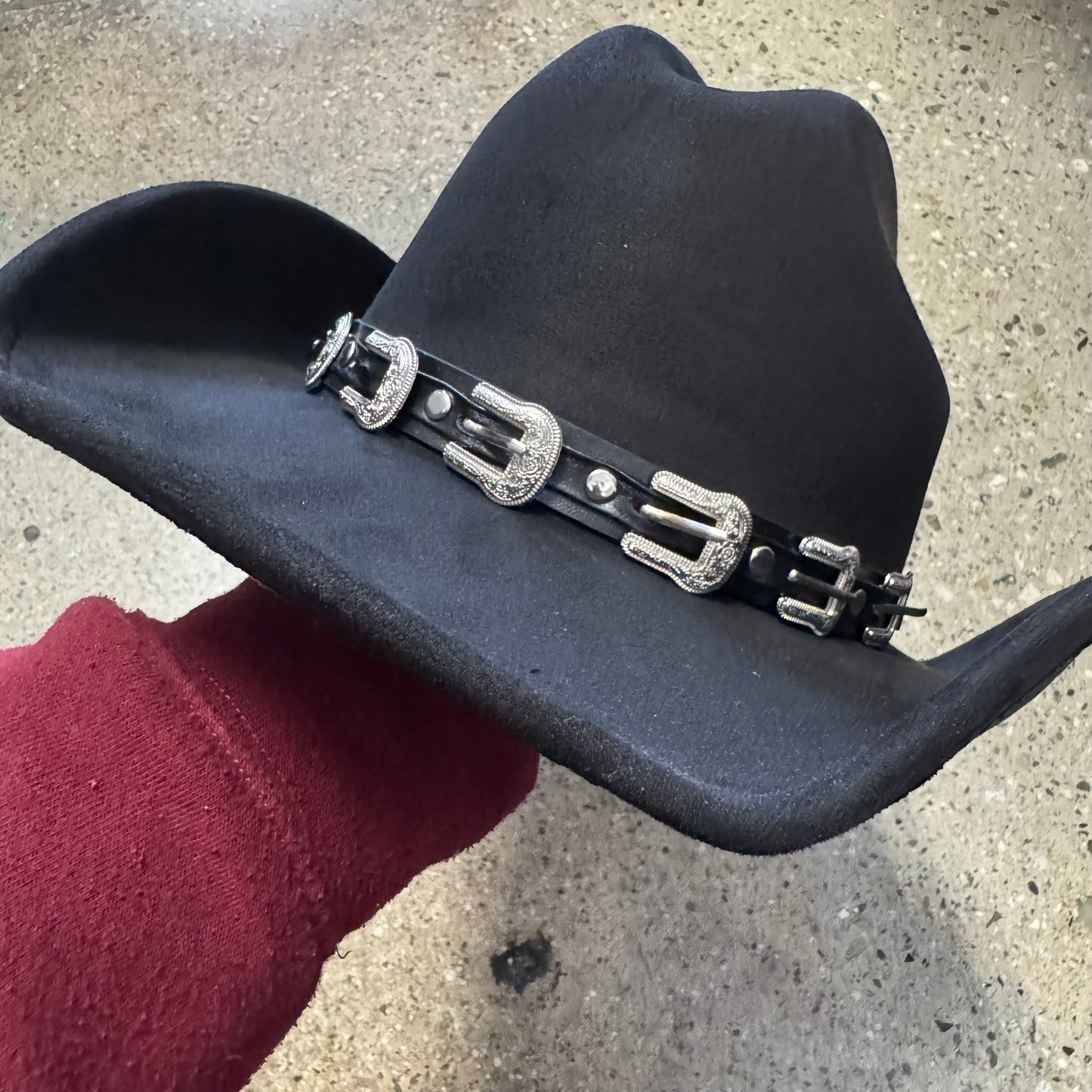 Buckle Suede Hat -Black