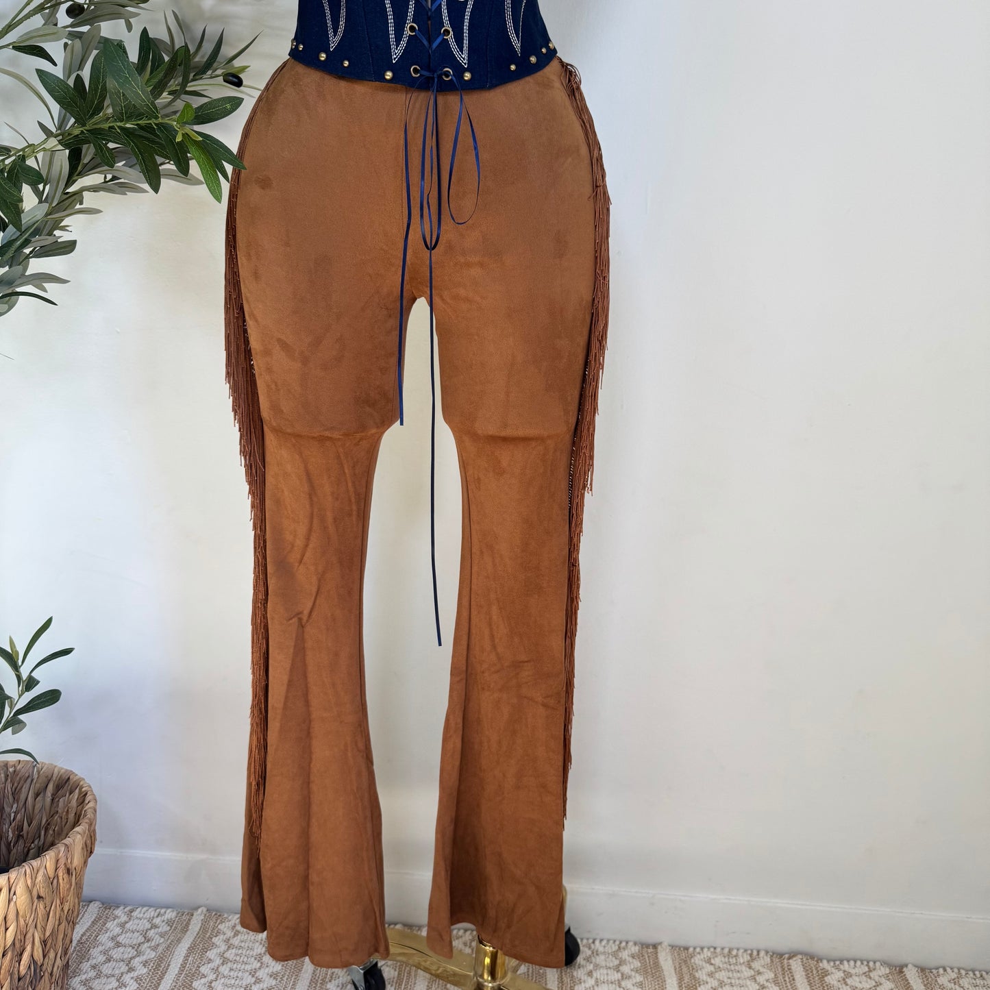 Fringe Pants-Camel