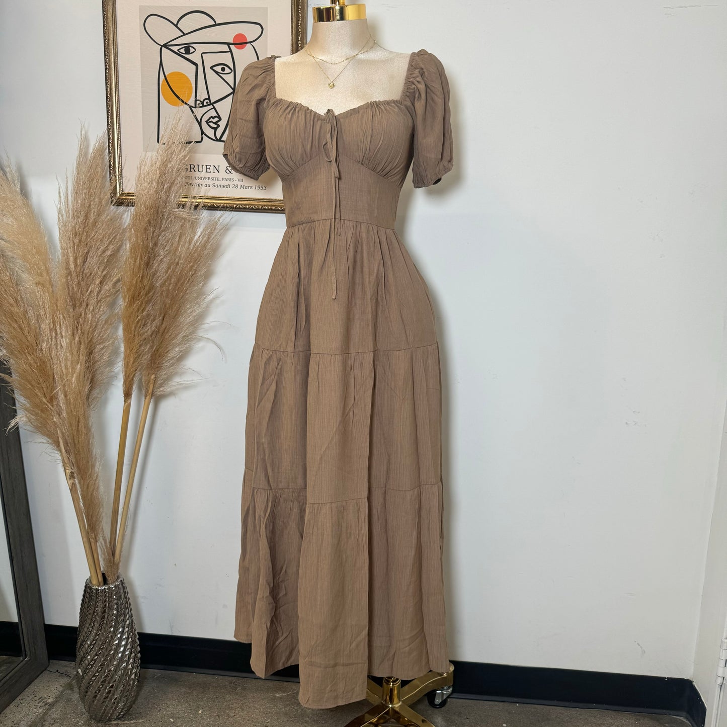 Maxi Corset Dress-Brown