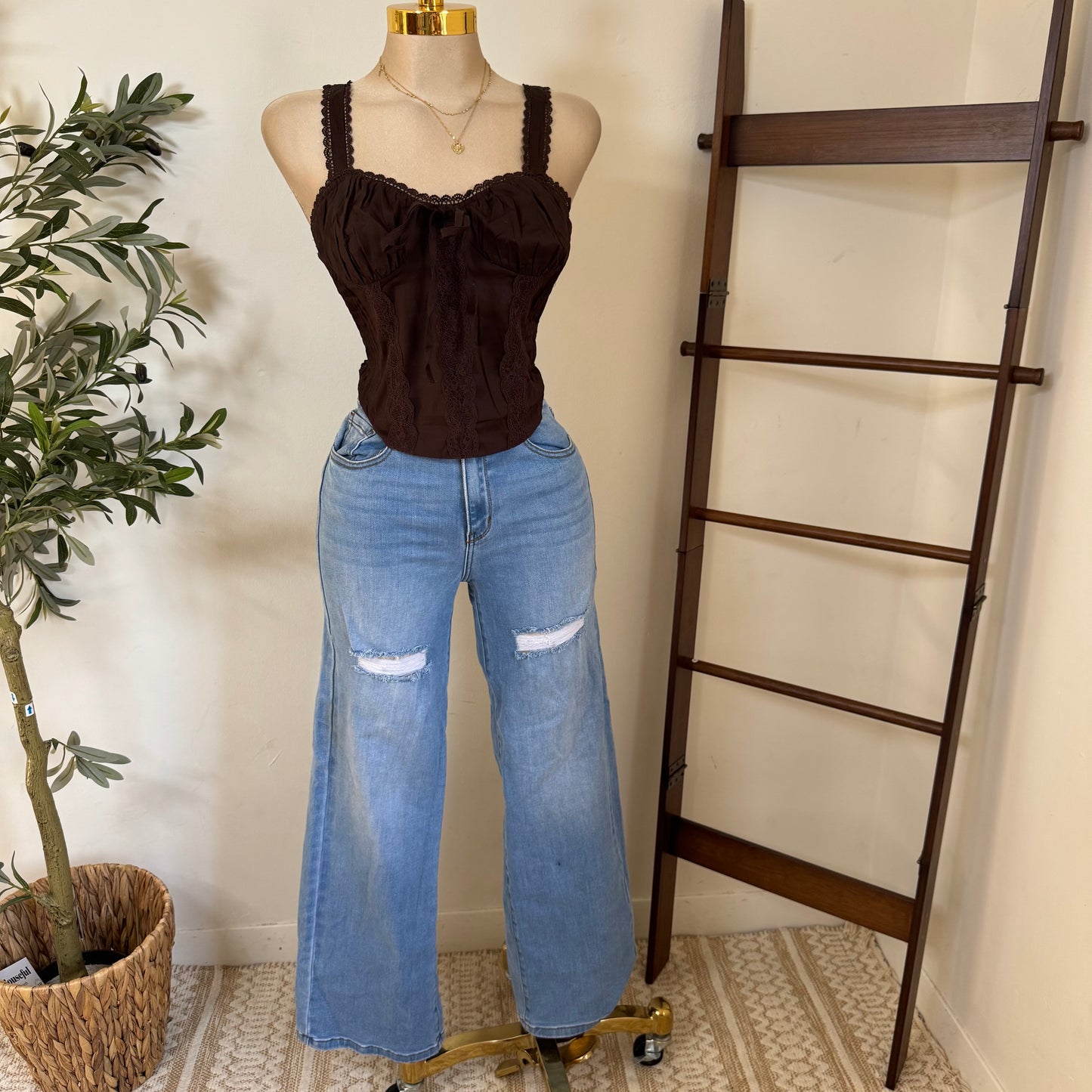 Picnic Corset Top-Brown