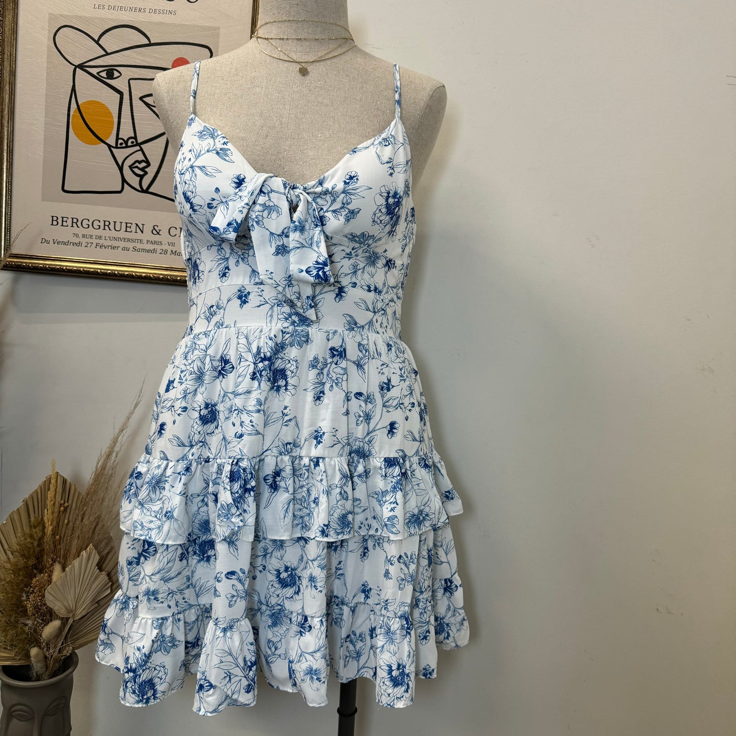 Flower Plus size dress-Blue