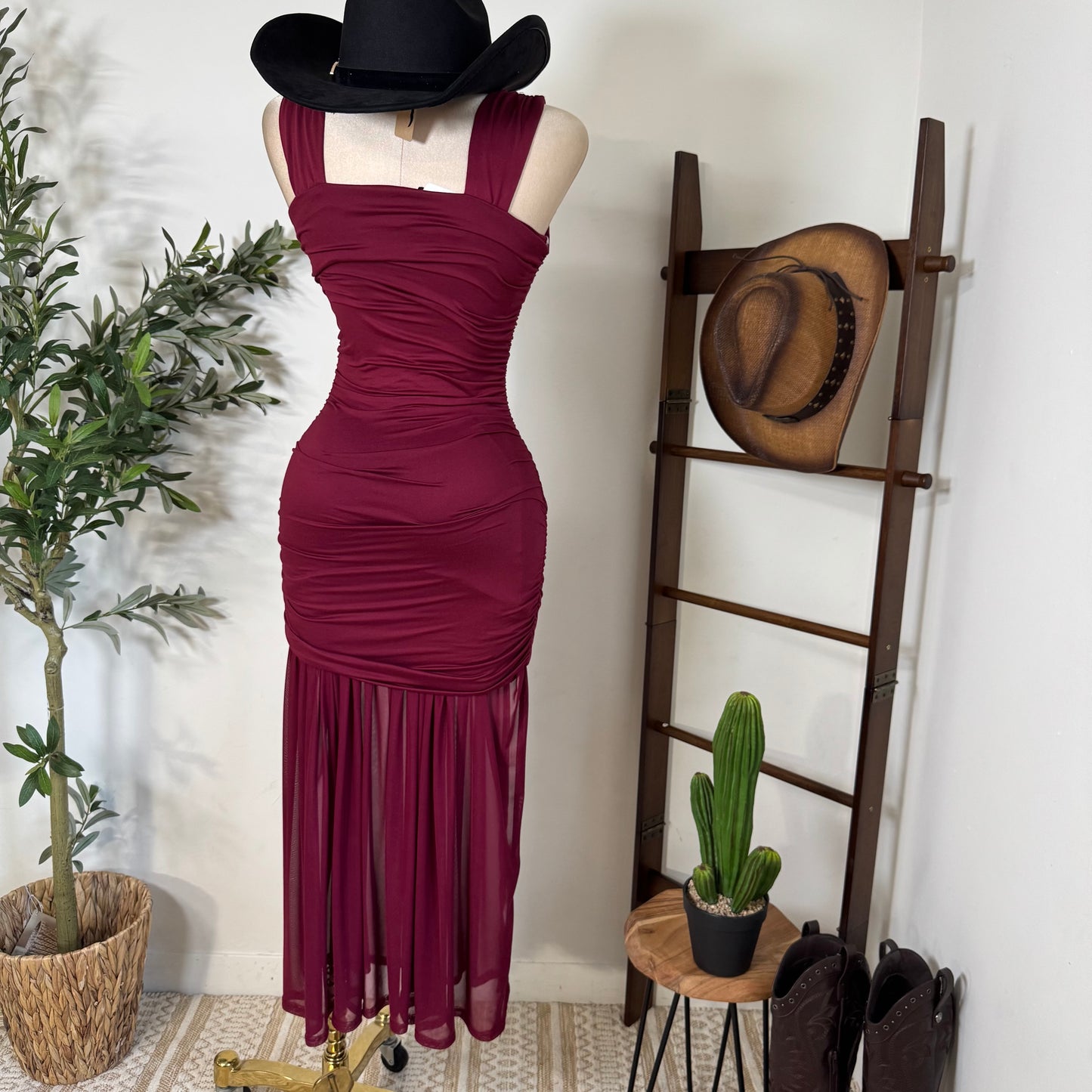 Ella Dress-Burgundy