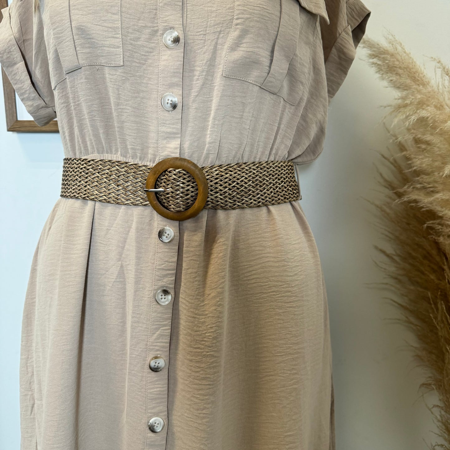 Lorel Dress with Belt PL-Taupe