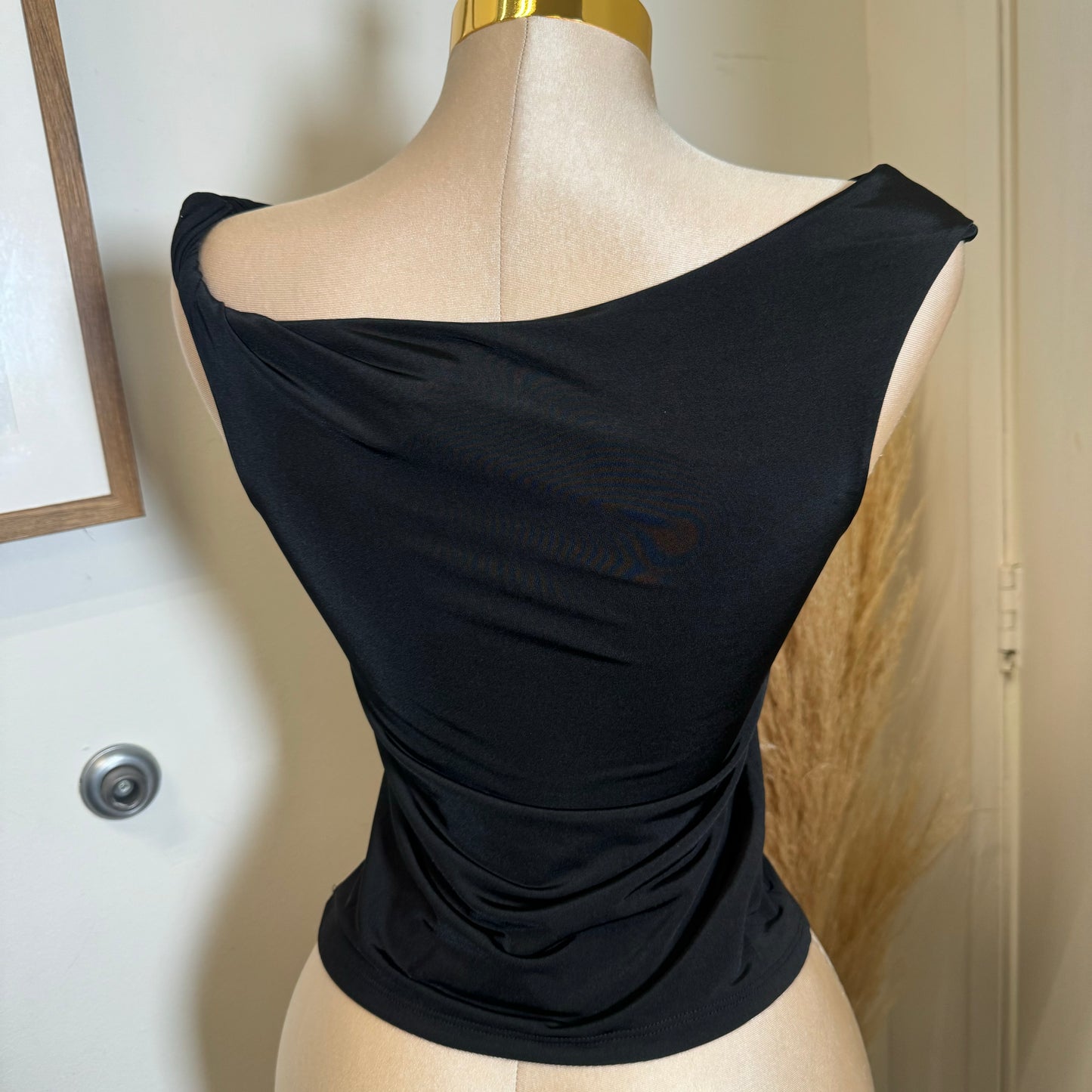 Asymmetrical Double Layered Top-Black