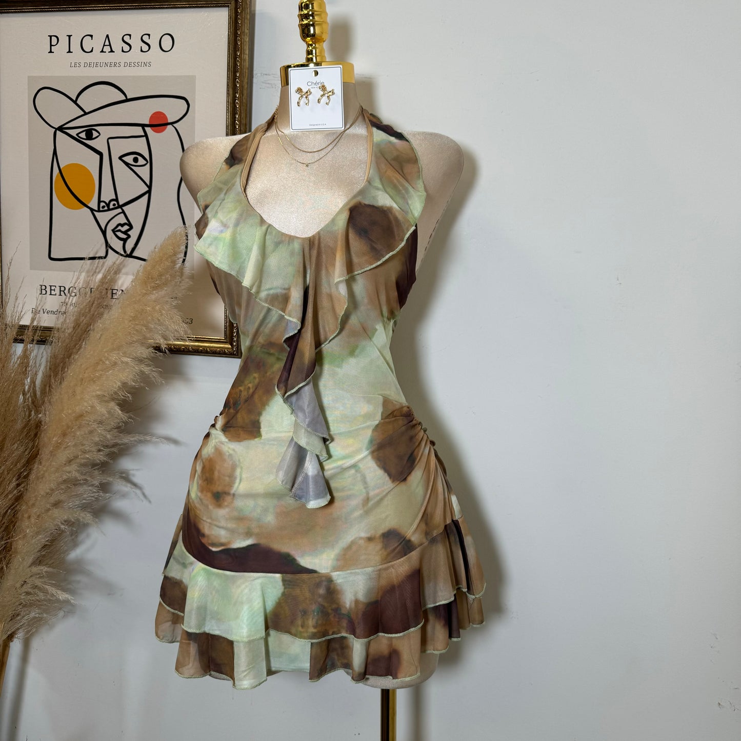 Amy  Halter Dress-Green