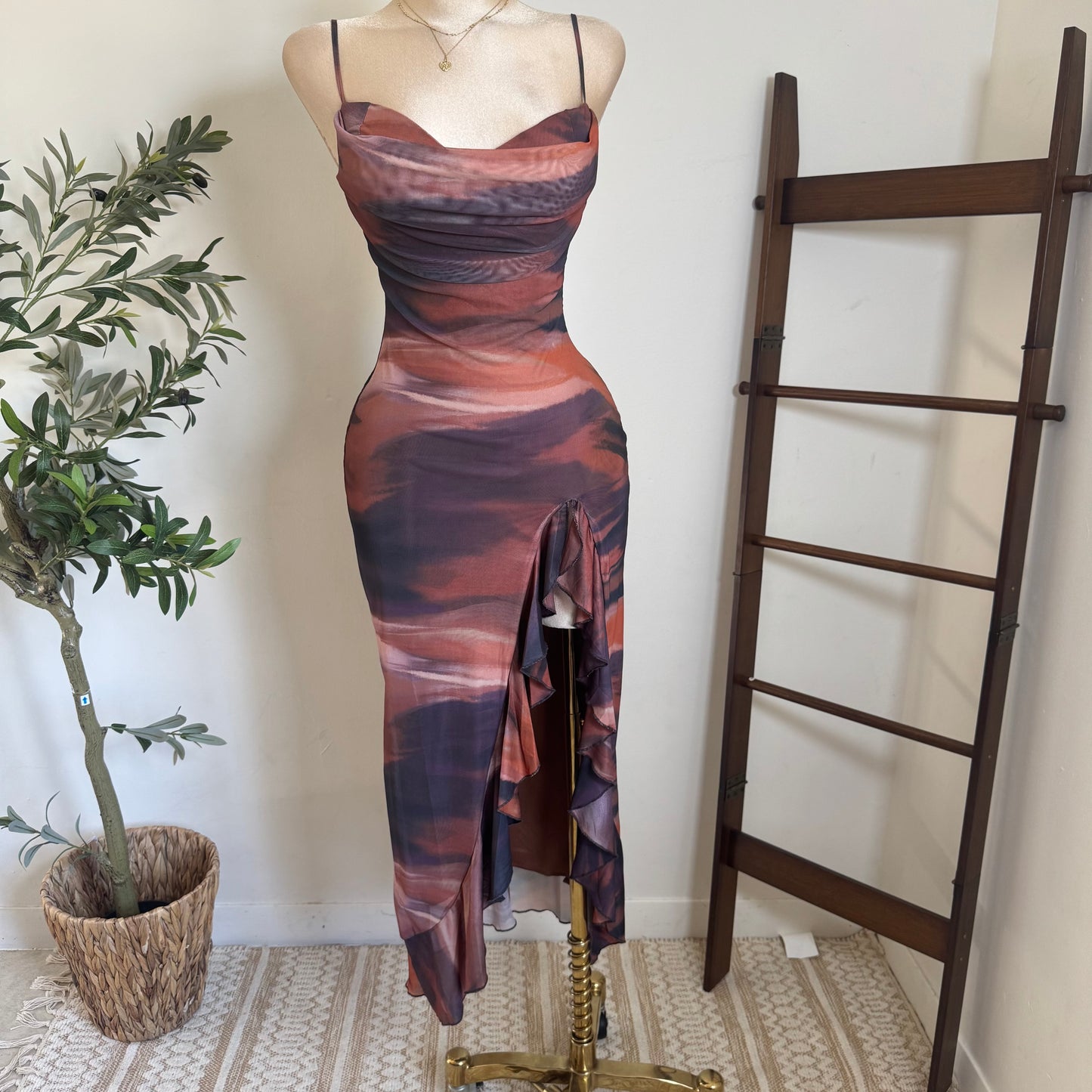 Mismaloya Dress-Multi Brown