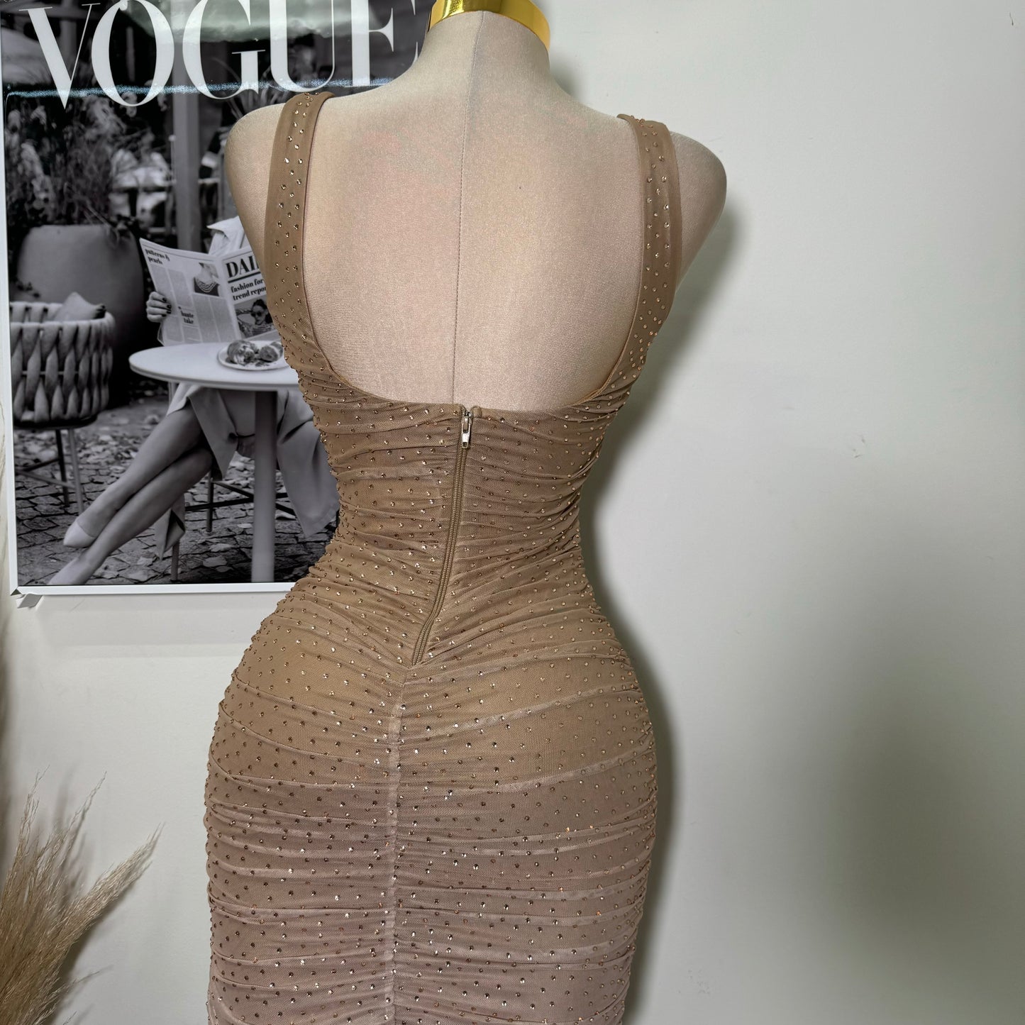 Xia Rhinestone Dress-Hombre Color