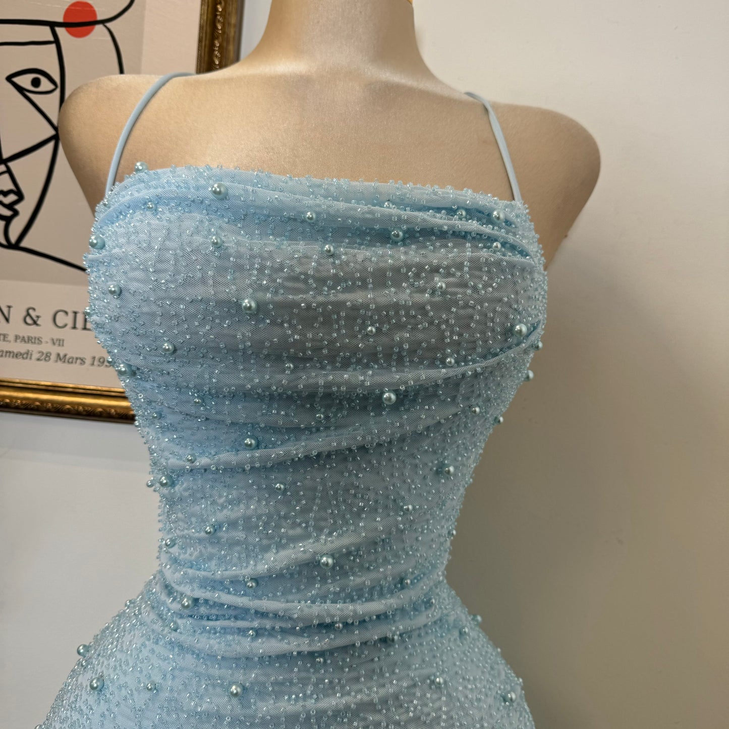 Sexy Pearl Dress-Baby Blue