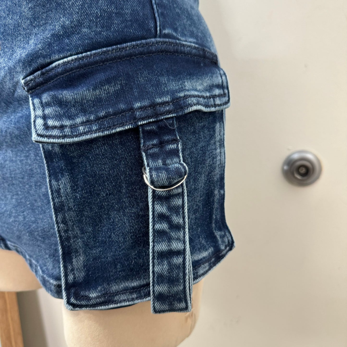 90398 Cargo Mini Skirt-Dark Wash
