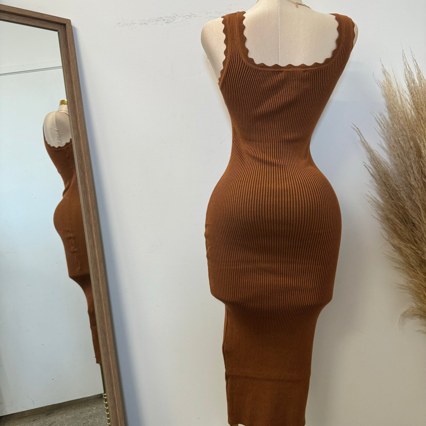 Lolis Knit Tank Midi Dress-Caramel