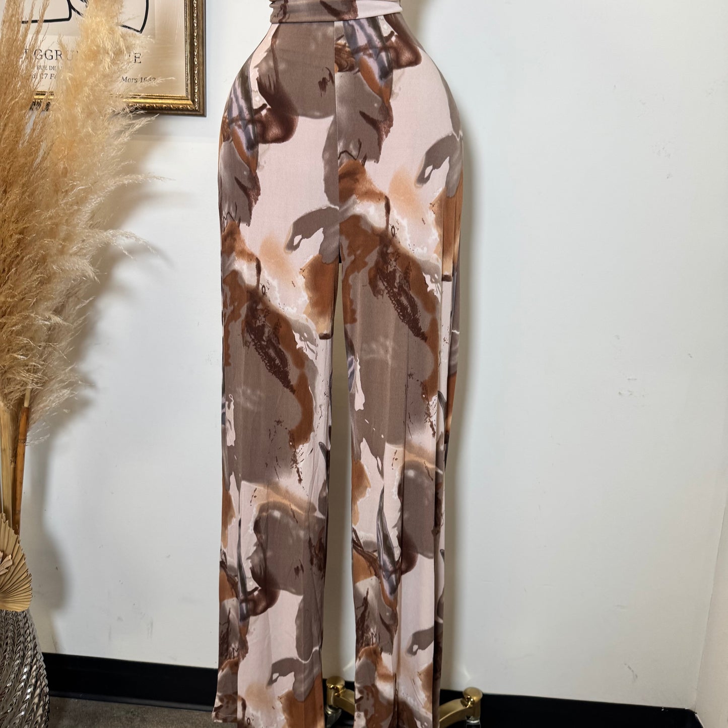 Halter Jumpsuit-Multi Brown