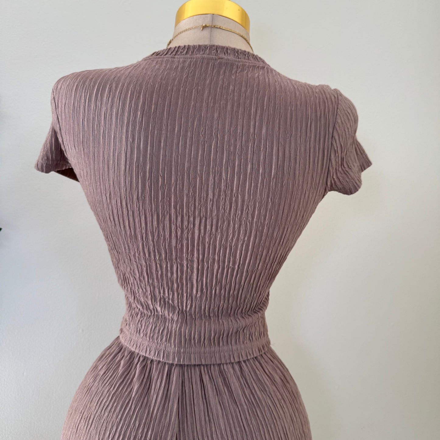 Tamara Short Sleeve Piece Set-Mocha