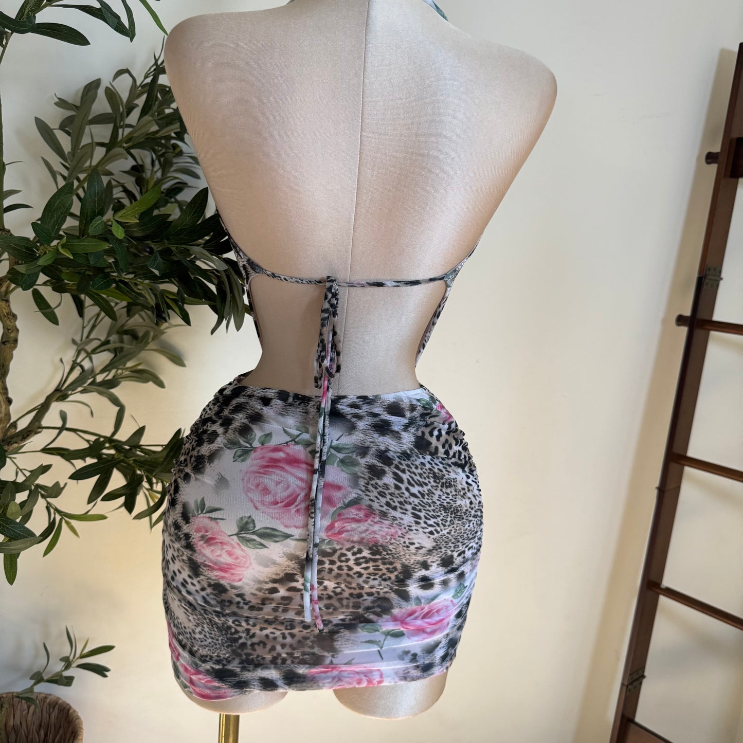 Leopard Open Back Dress-Leopard print
