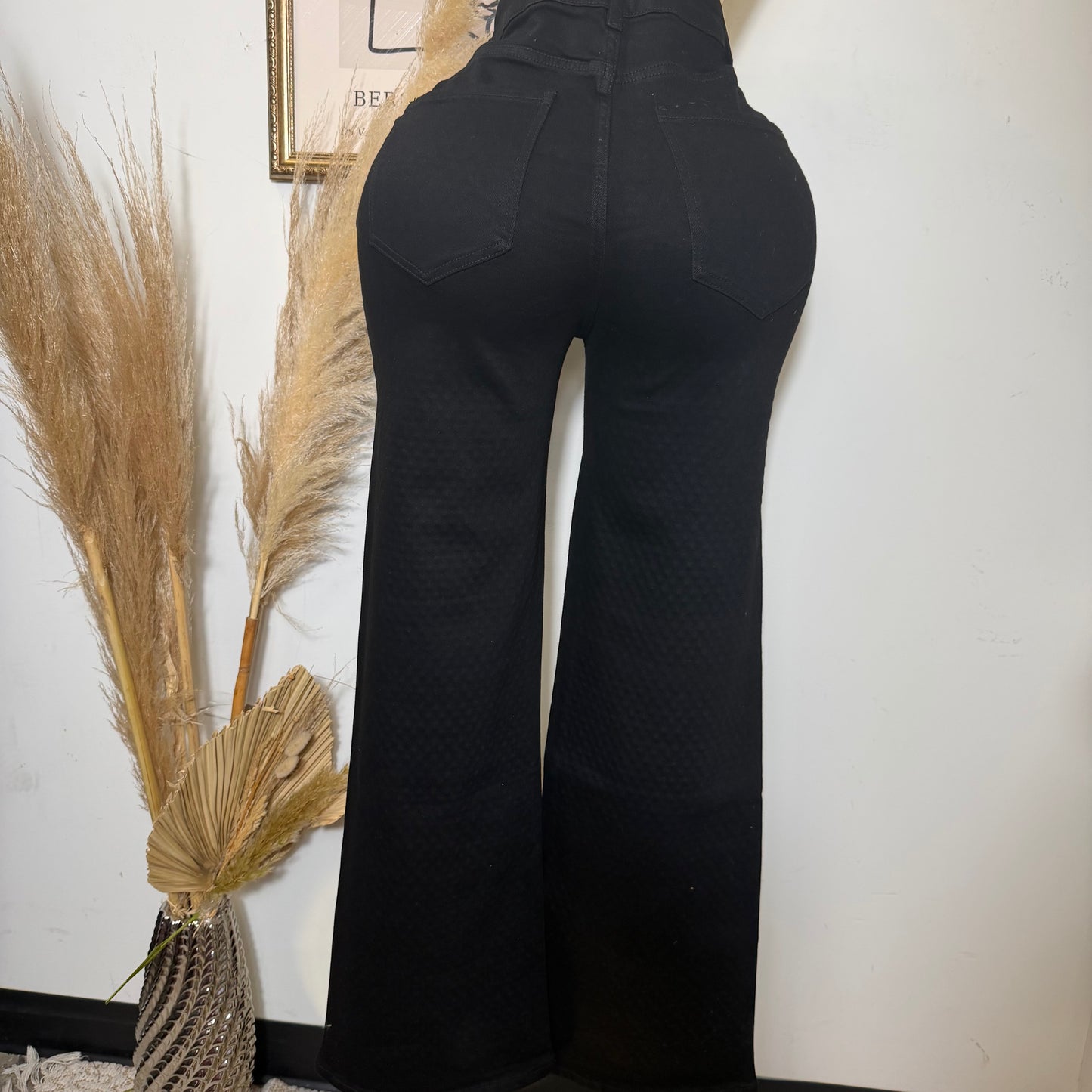 PL Rhinestone Pants In the Front-Black