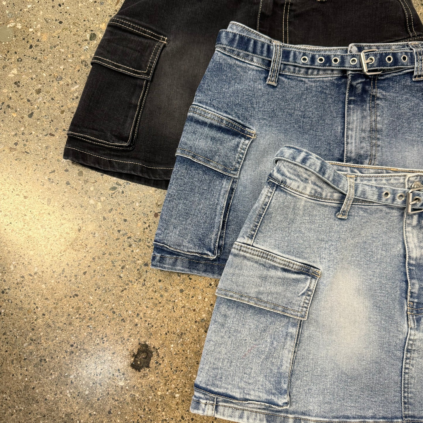 Cargo Belt Mini Skirt-LT Blue