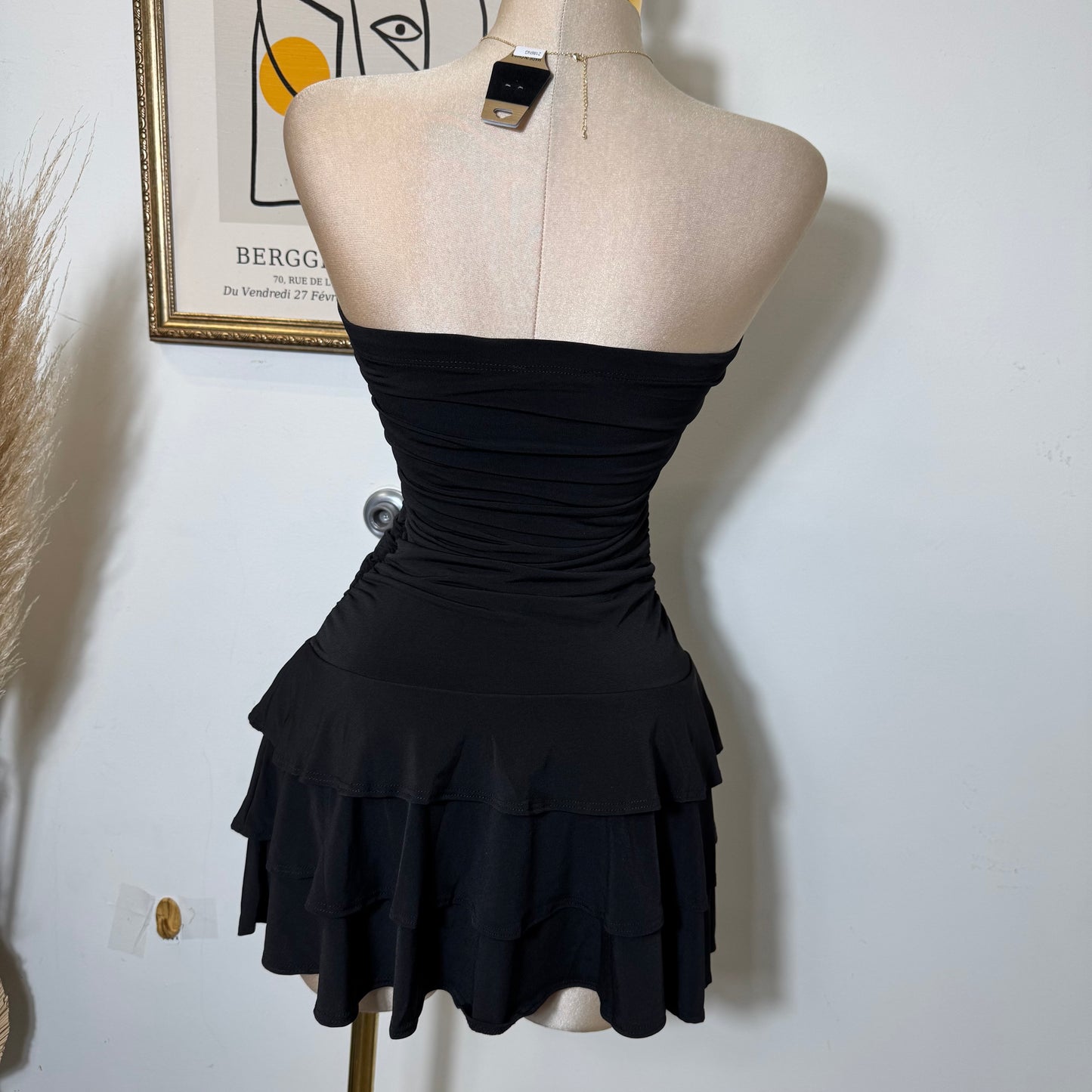 Strapless Flare Dress-Black