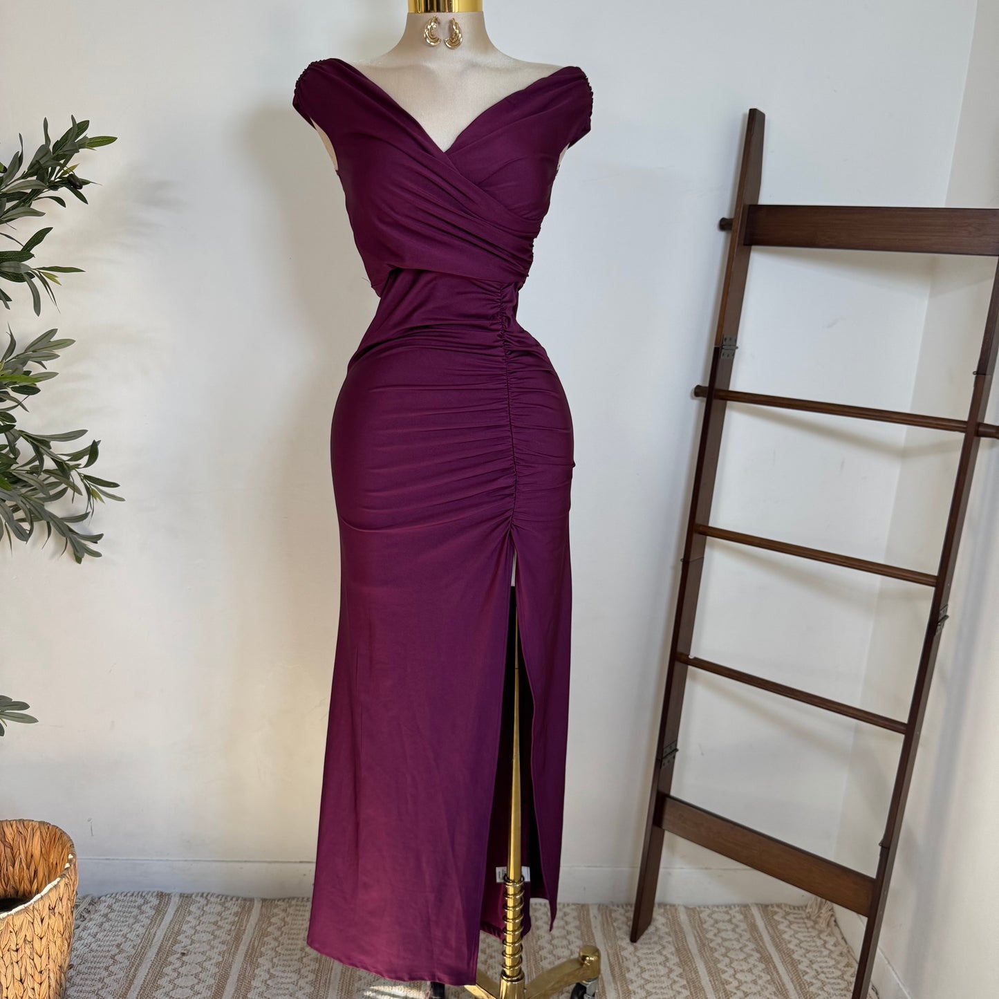 Off Shoulder Gala Dress-Purple
