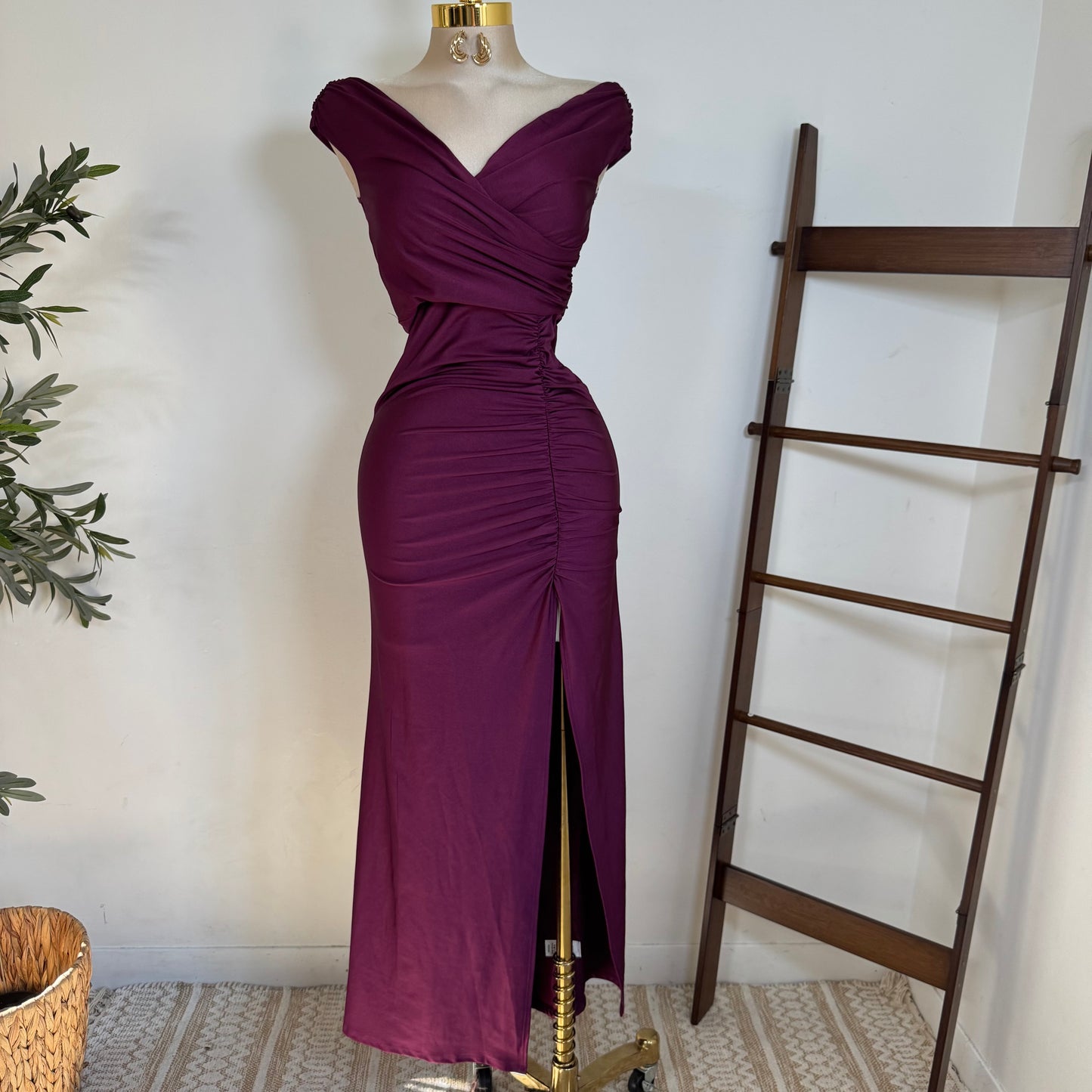 Off Shoulder Gala Dress-Purple