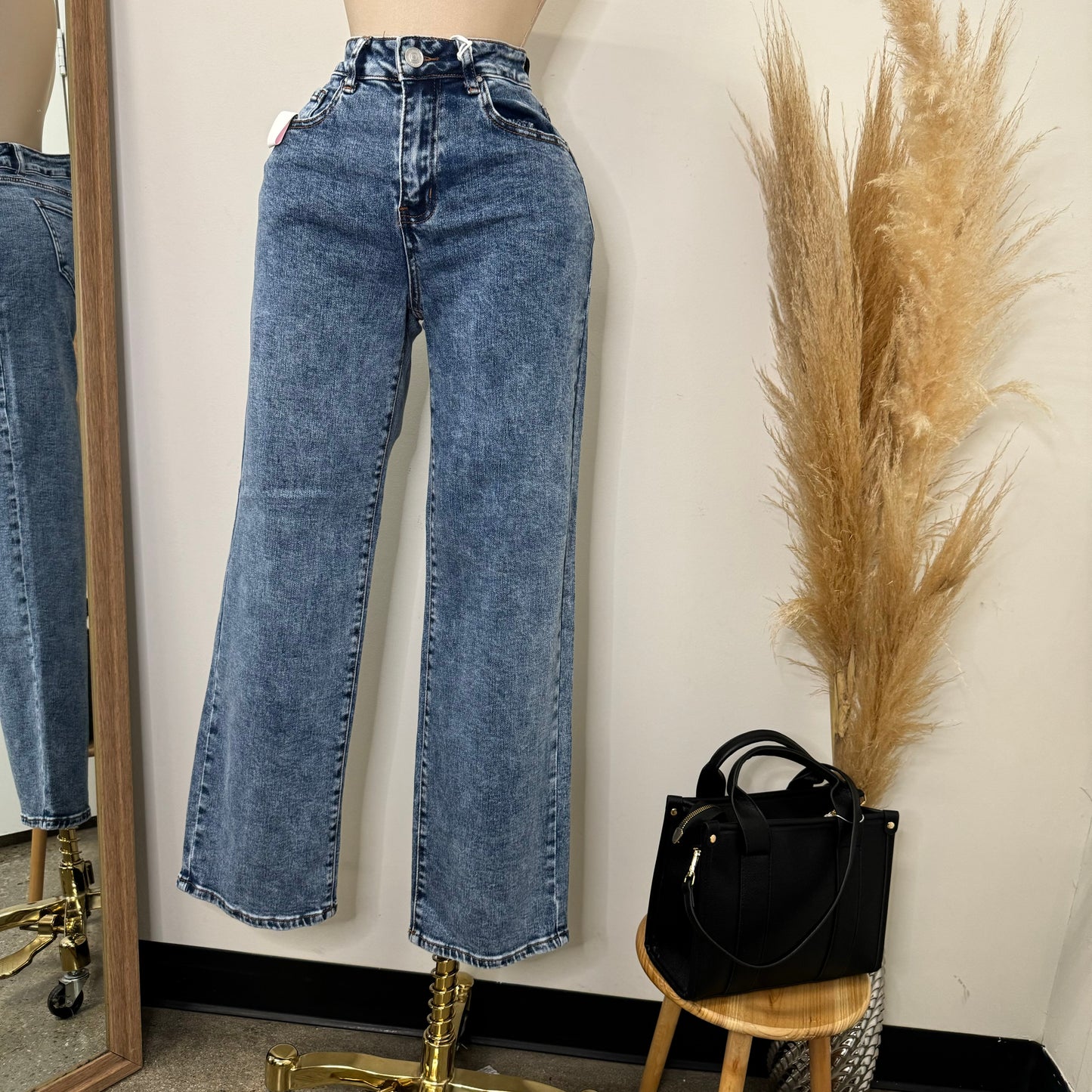 90377 Snow Wash Straight Jean-Dark Blue