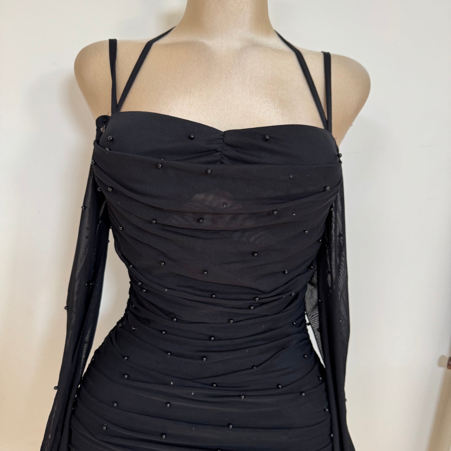 Pearl Long sleeve Dress-Black