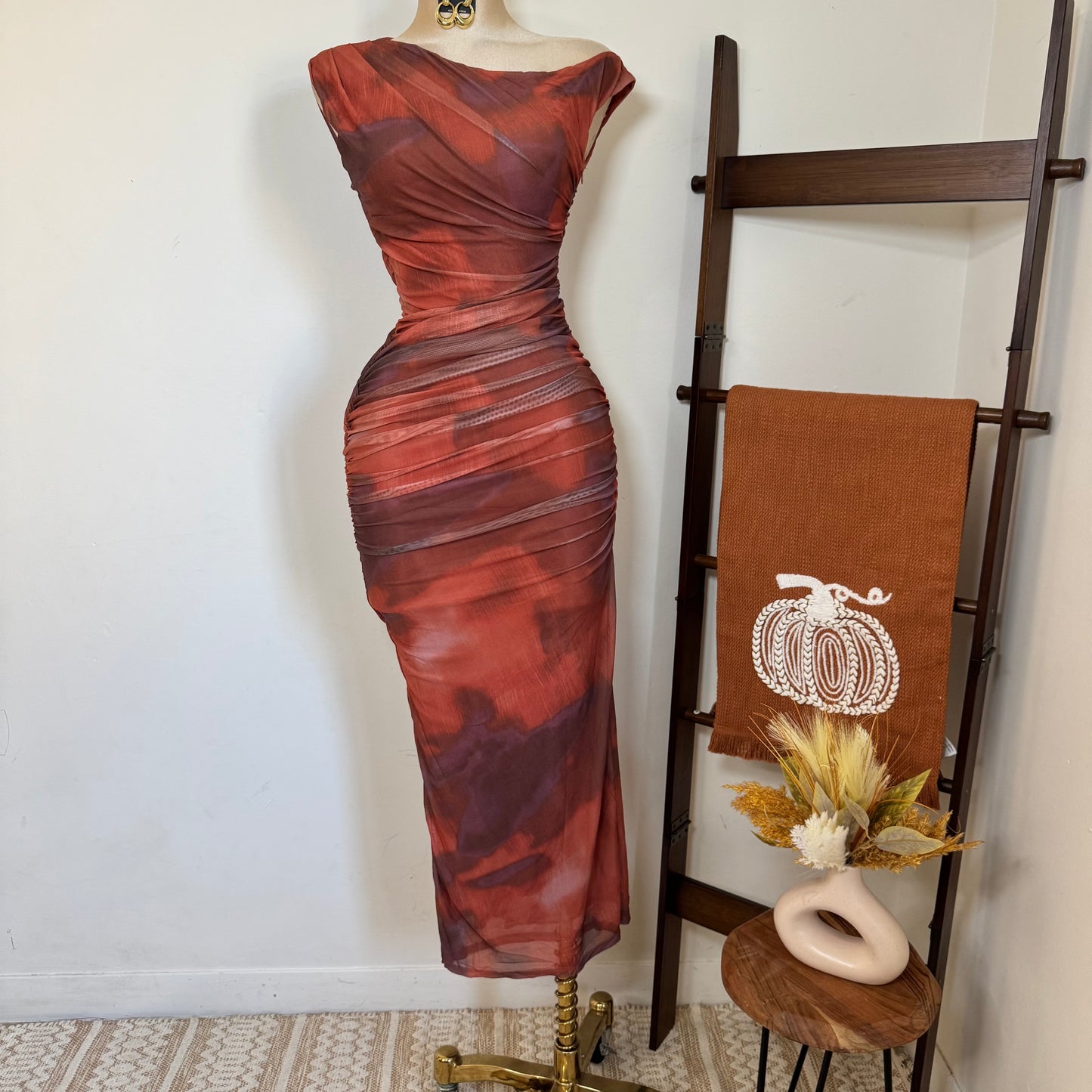 Luxi Dress-Rust