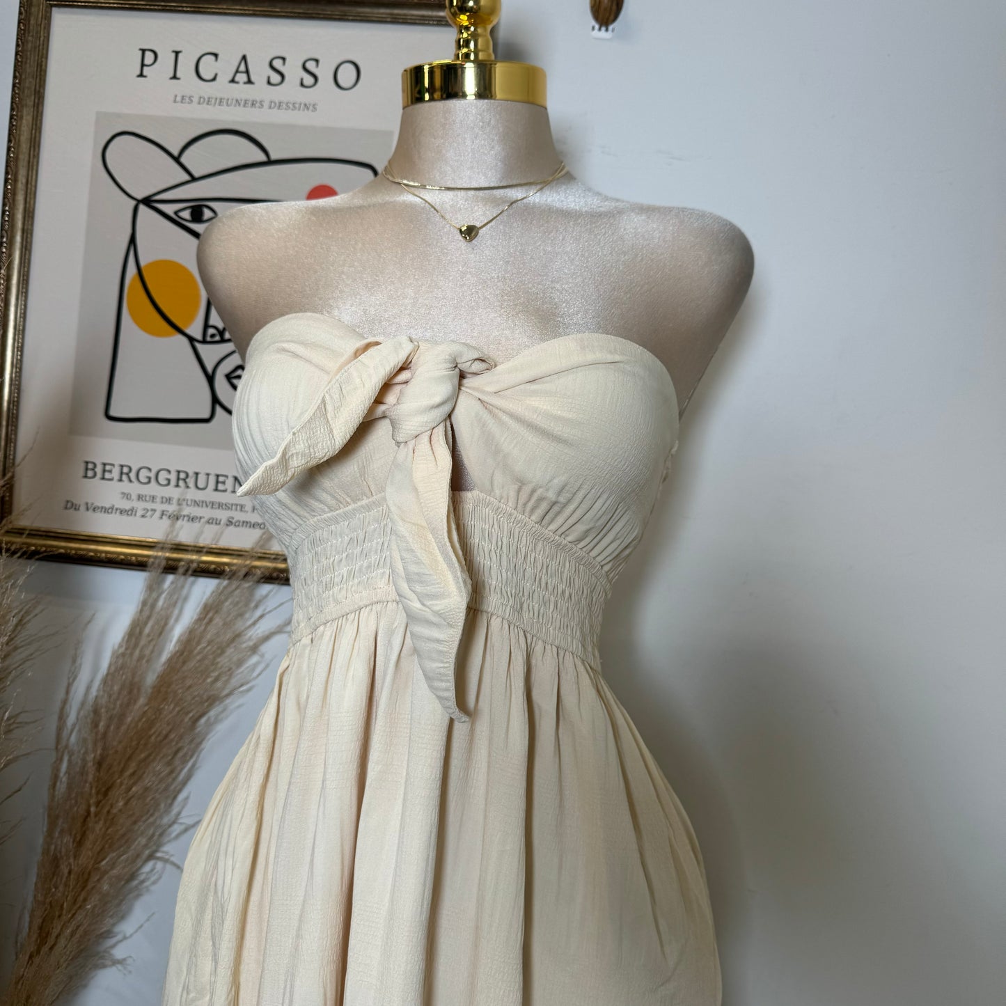 Strapless Maxi Dress-Baby Yellow