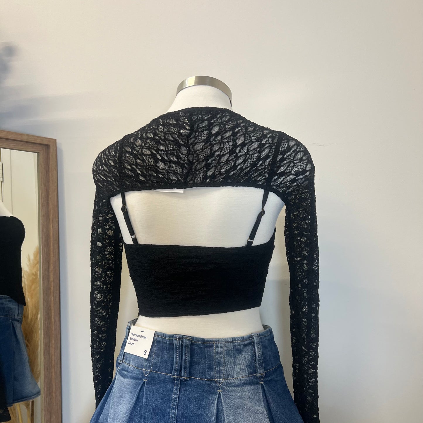 Roma Lace Top with Bolero -Black